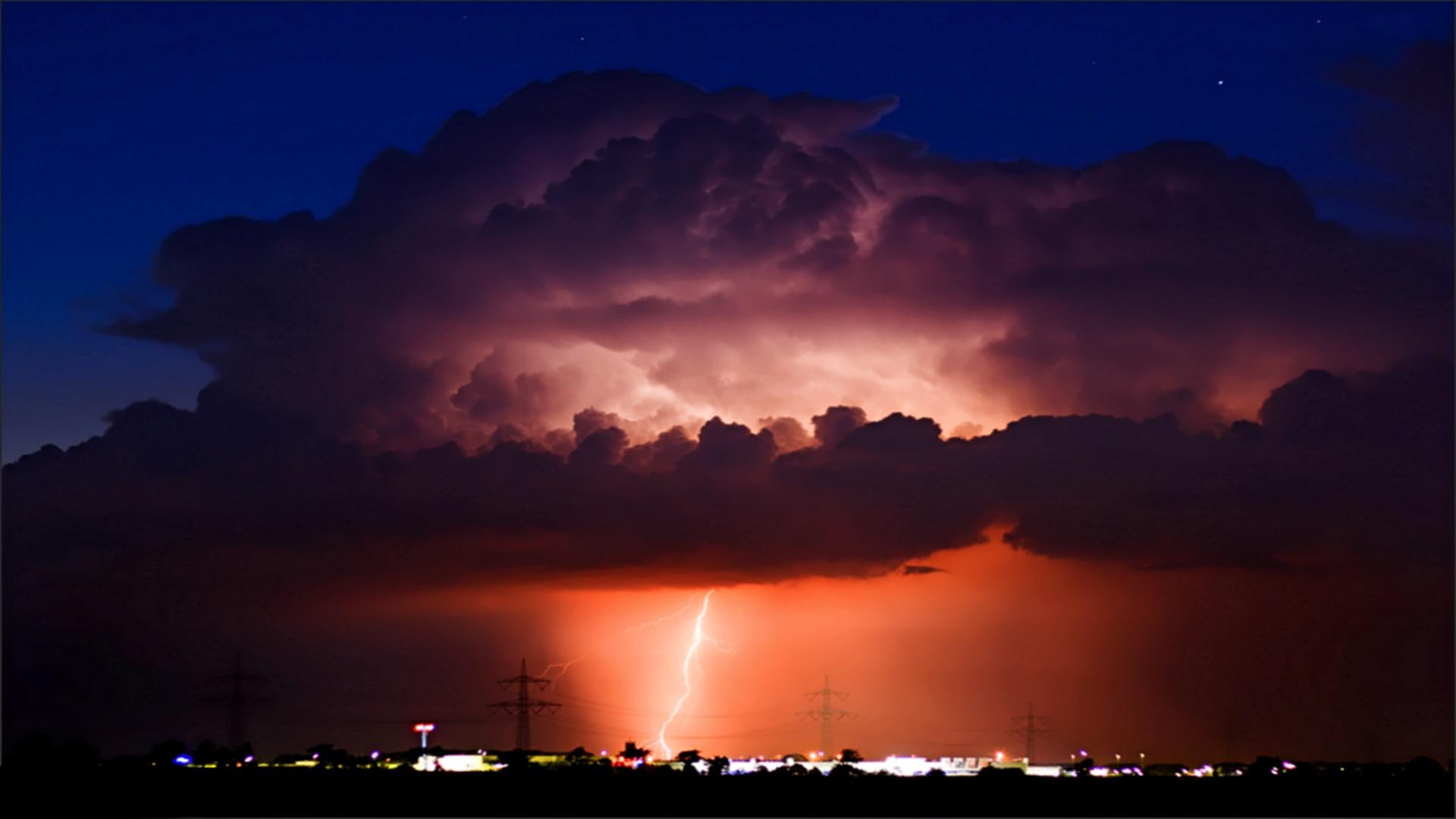 fascinating, show, 3d and abstract, 1080P, building, power, lightning, HD Wallpaper