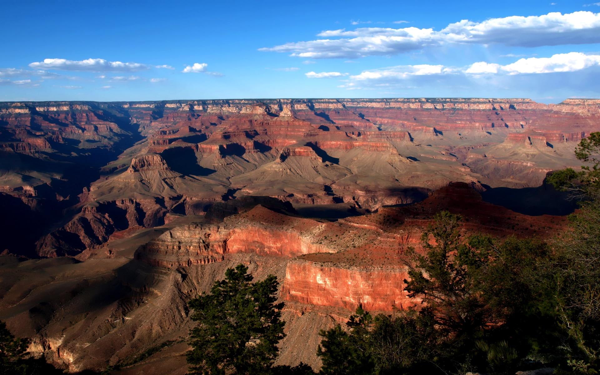 clouds, blue, great, marvellous, 3d and abstract, gr, view, canyons, fascinating, 1080P, mountain, trees, beauty, HD Wallpaper