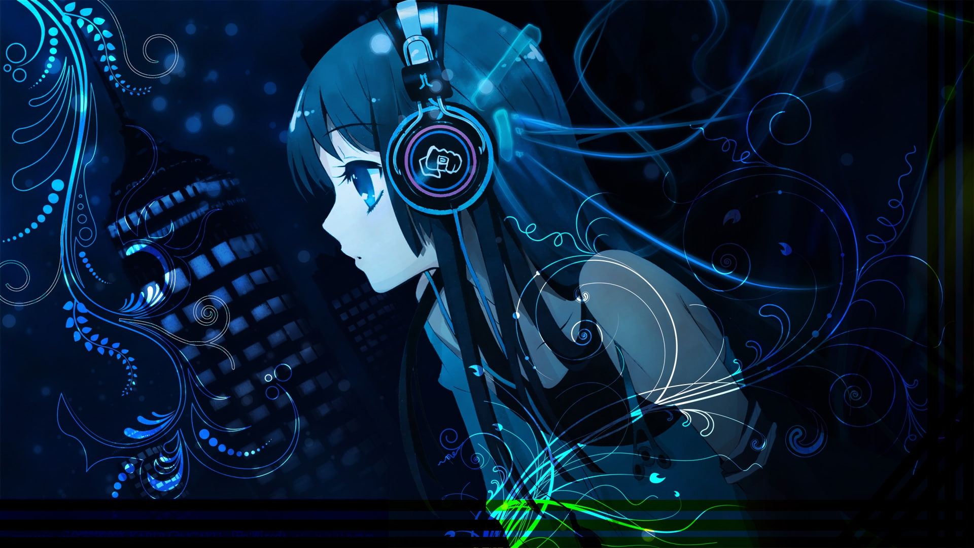 mio, art, anime, x, Abstract, girls, entertainment, headphones, 1080P, akiyama, music, hd, HD Wallpaper