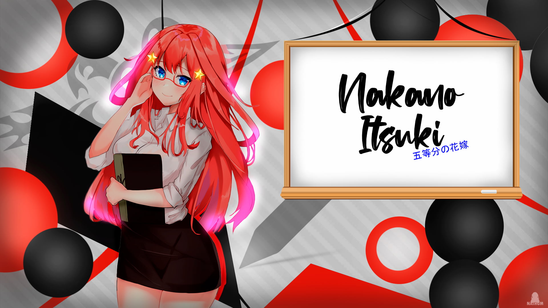 anime girls, Nakano Itsuki, 1080P, 5-toubun no Hanayome, red, Sensei, anime, HD Wallpaper