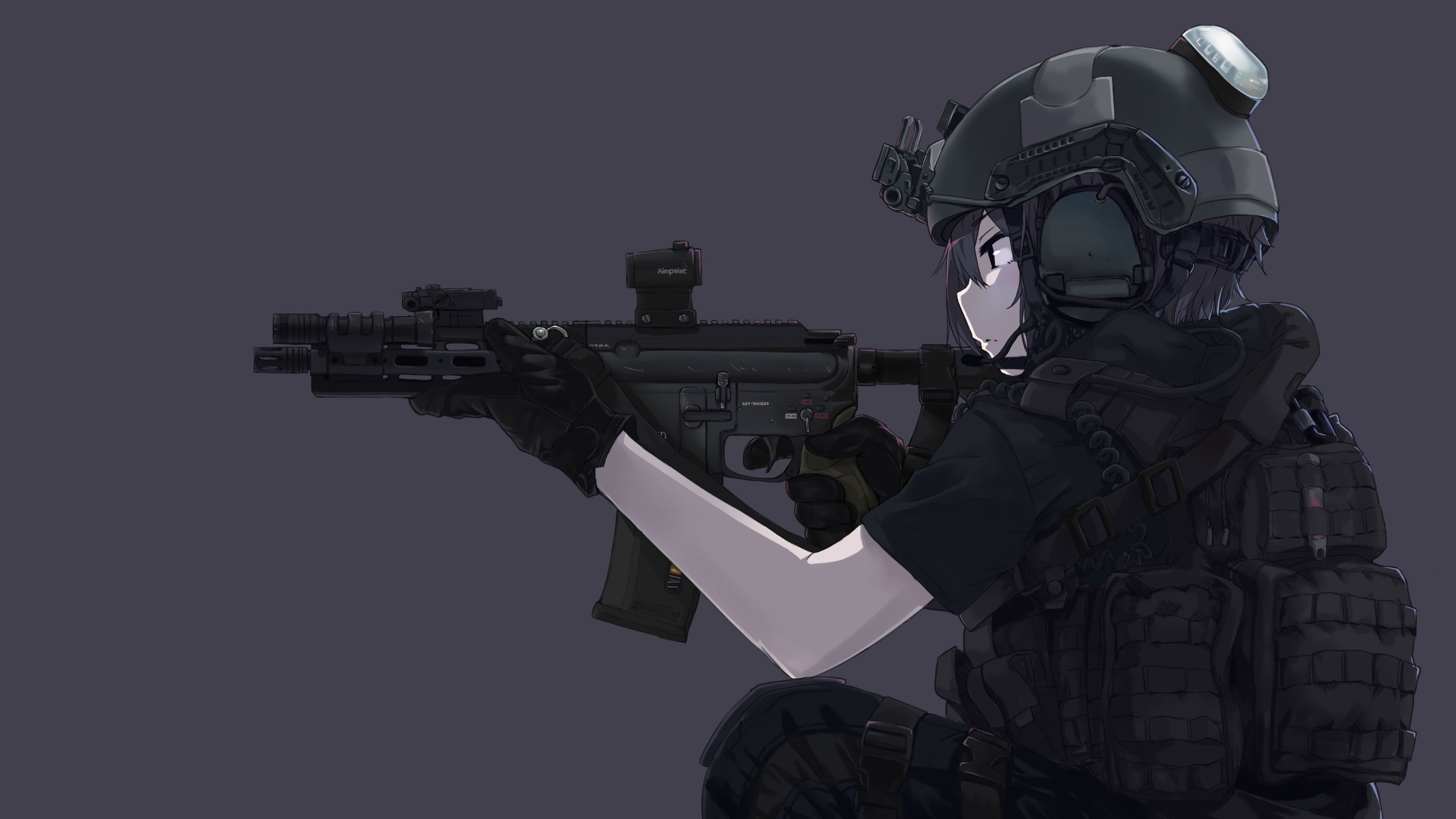 Heckler and Koch, weapon, 2K, M4, Aimpoint, gloves, military, AN PEQ 15, original characters, armor, HK417, HD Wallpaper