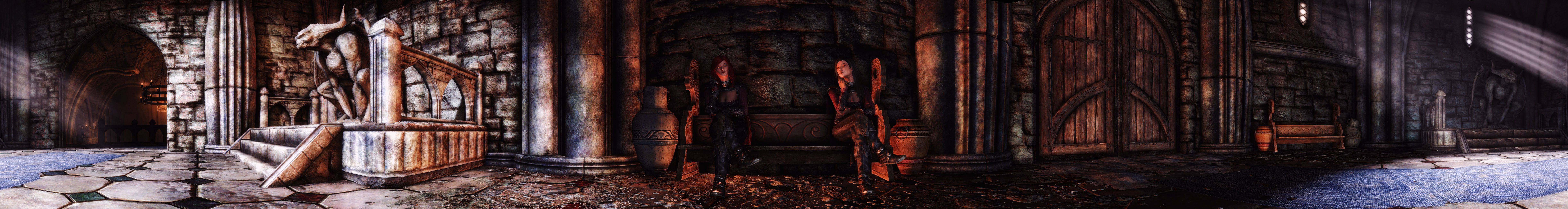 architectural column, built structure, The Elder Scrolls, building, vampires, domestic room, no people, wood, video games, panoramas, curtain, 8K, architecture, HD Wallpaper