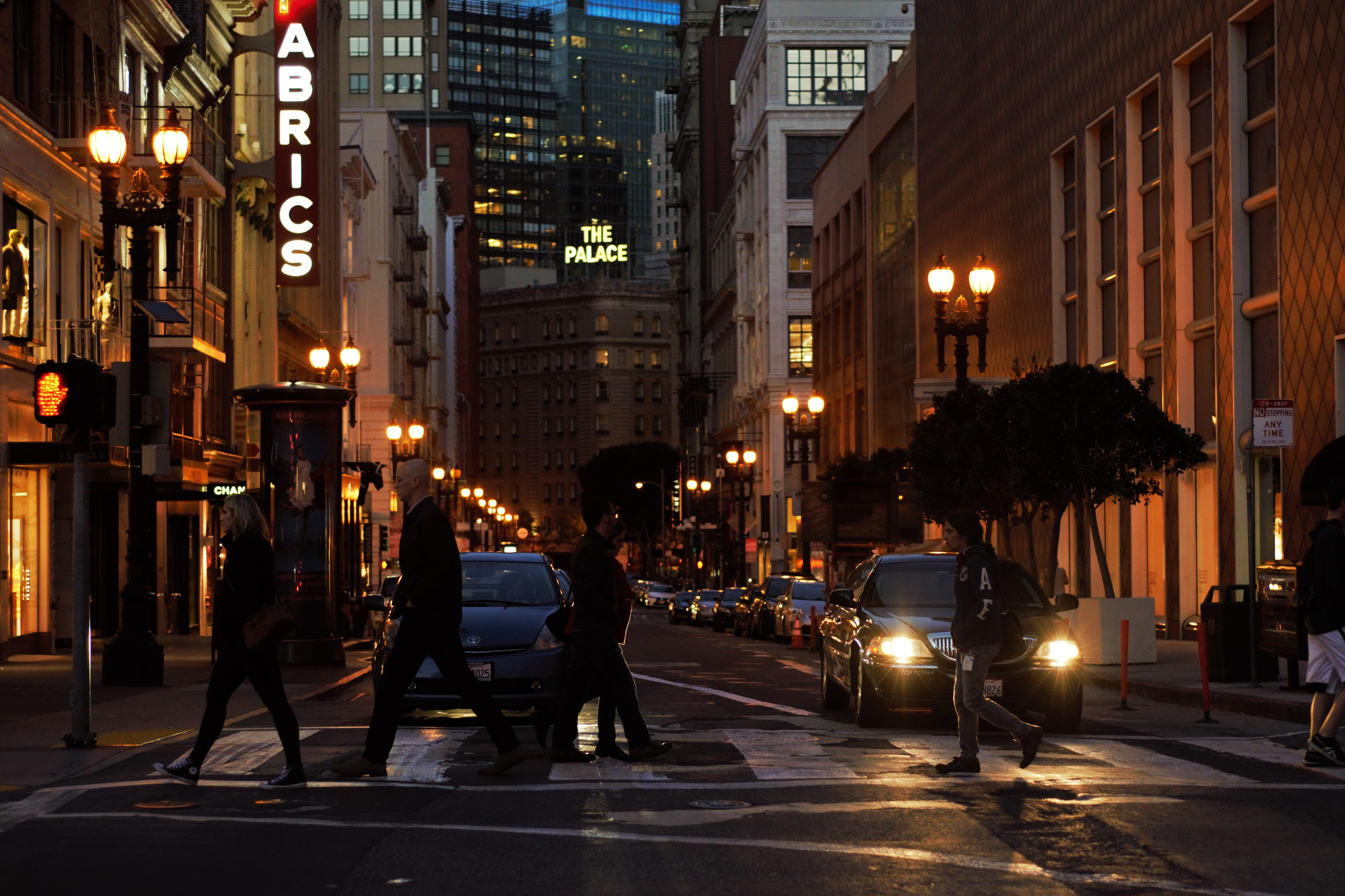 street, mode of transportation, building, san francisco, evening, crossing, architecture, motor vehicle, built structure, street light, nature, palace, HD Wallpaper