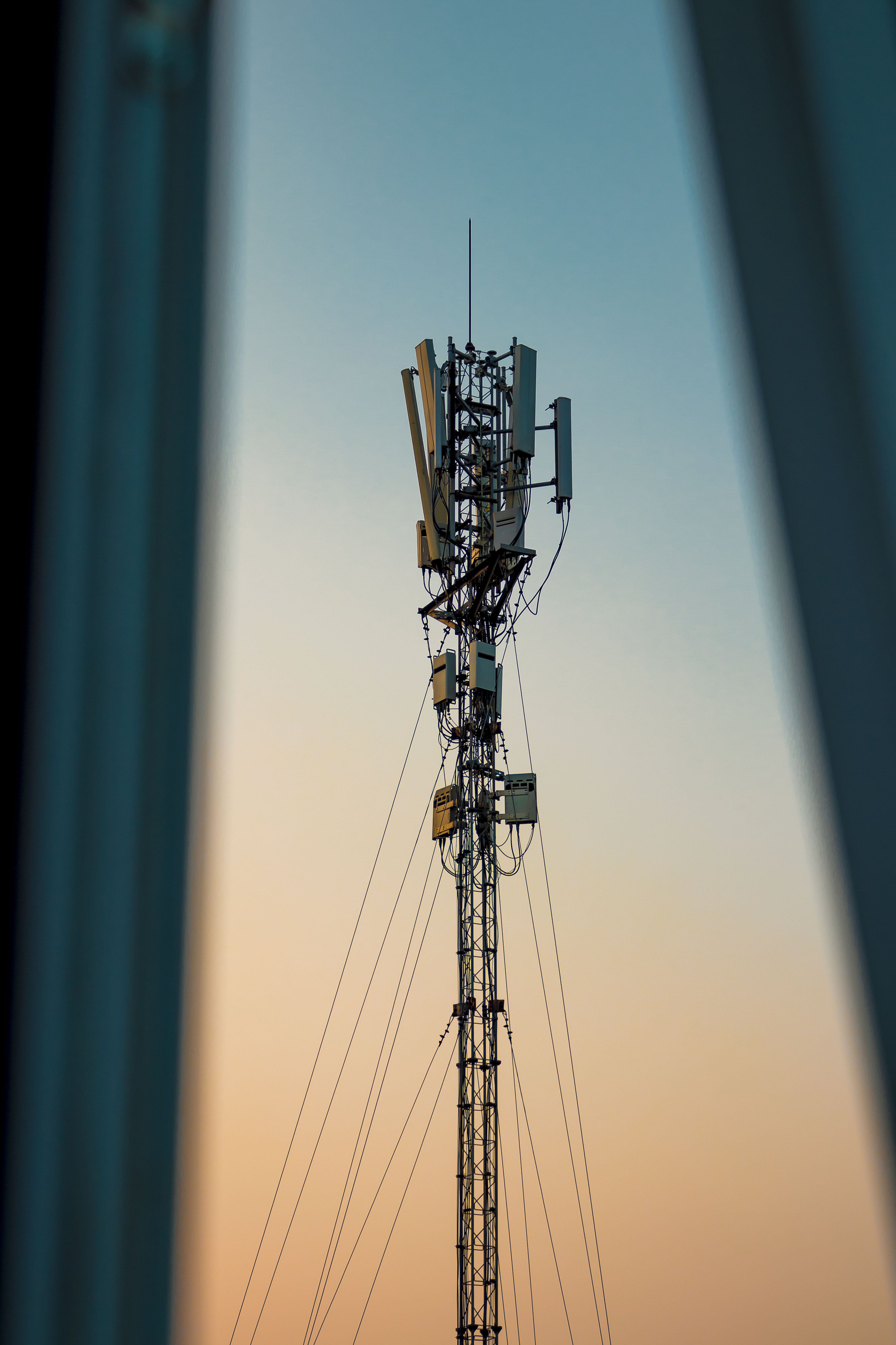sky, antenna, blue, low angle view, window sill, urban, electrical equipment, tall - high, architecture, metal, built structure, technology, power lines, Phone HD Wallpaper