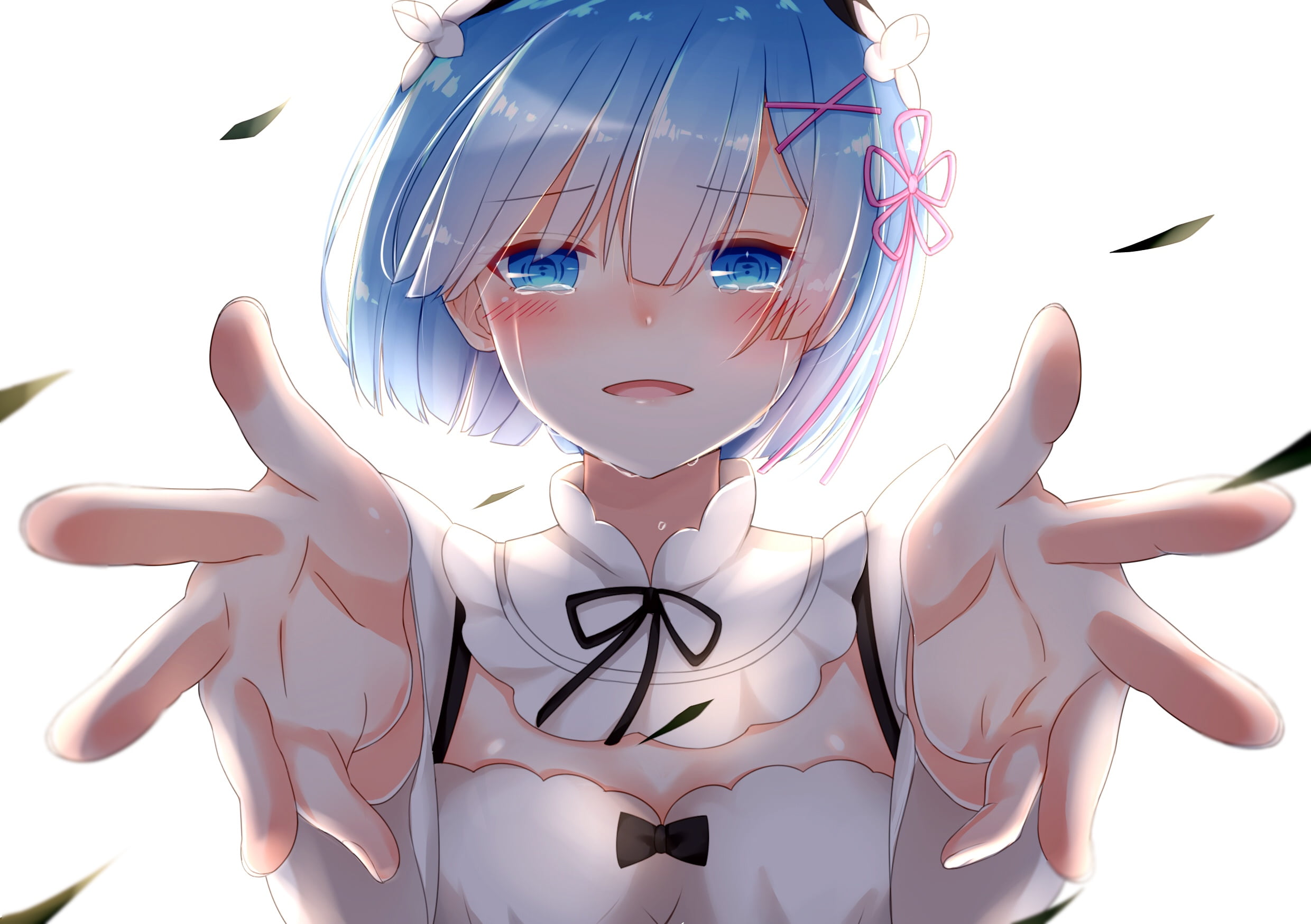 creativity, backgrounds, anime girl, beautiful, art, illustration, smiling, human Hair, anime, 1080P, cute, close-up, cartoon, studio shot, blue, leisure activity, HD Wallpaper