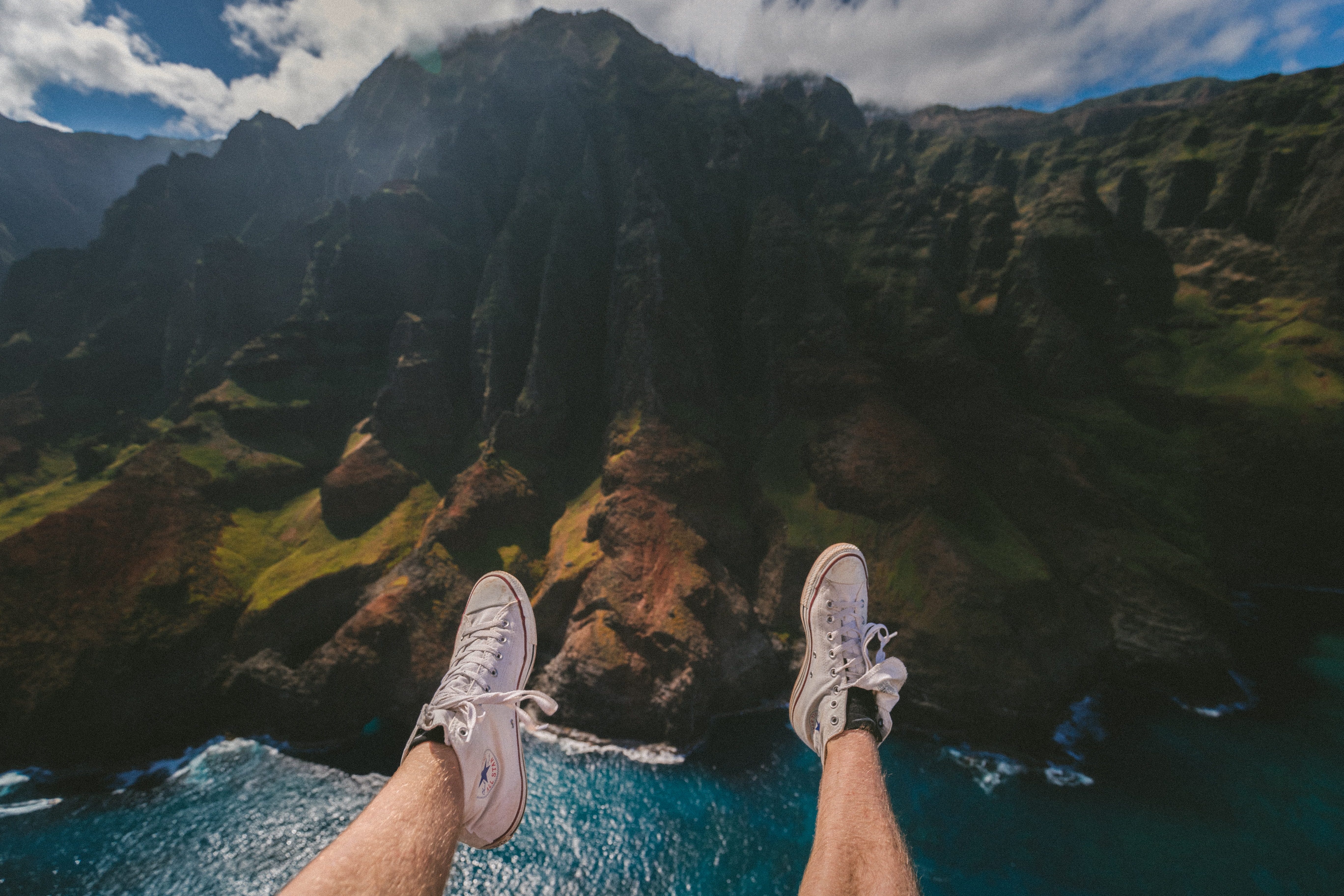 coastal, unrecognizable person, body part, coastline, human body part, outdoors, mountain, legs, relaxation, adult, person, day, shoe, men, Hanging, leisure activity, HD Wallpaper