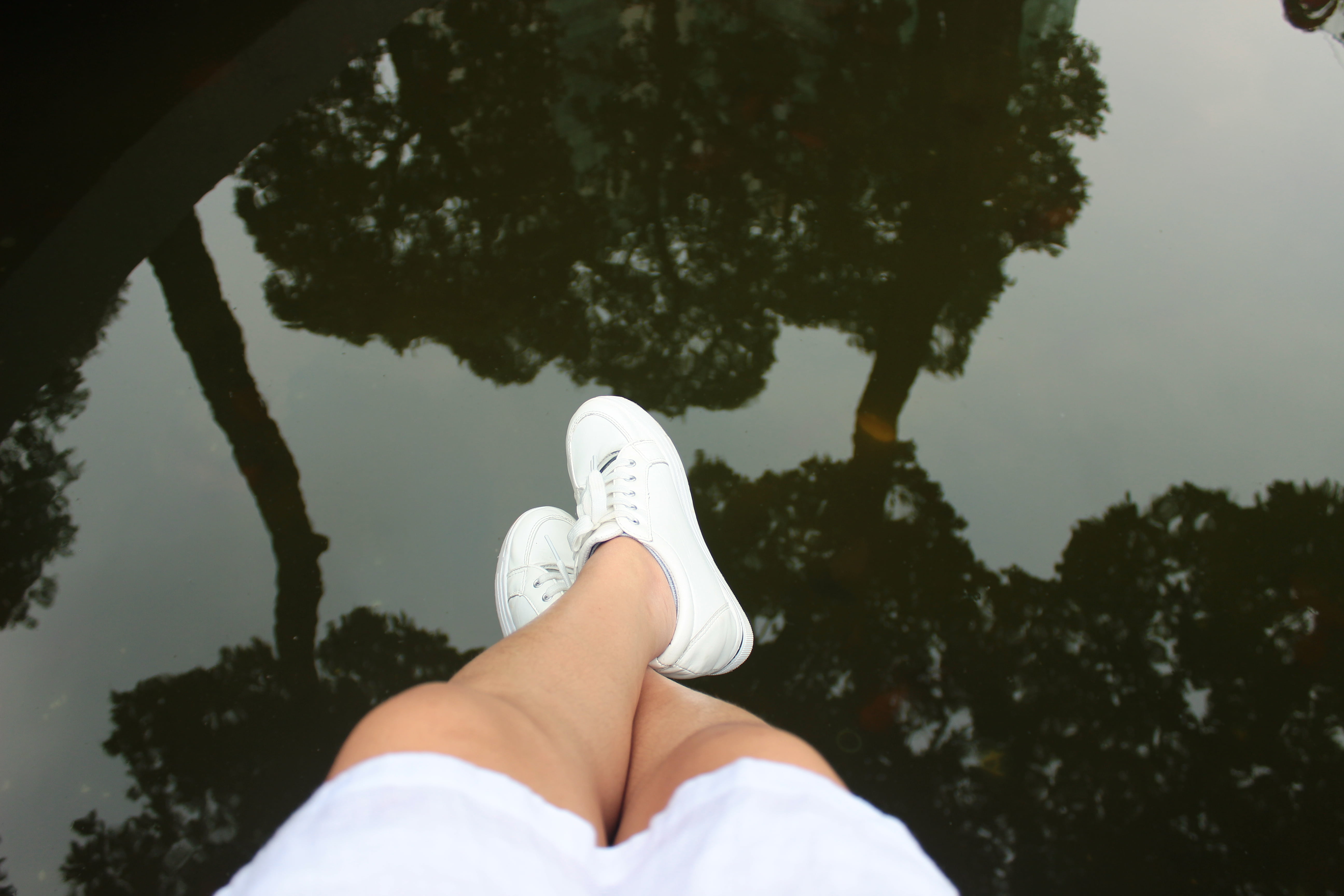 5K, human foot, water, outdoors, personal perspective, woman, one person, lifestyles, sit, summer, travel, legs, plant, sneakers, women, body part, real people, HD Wallpaper