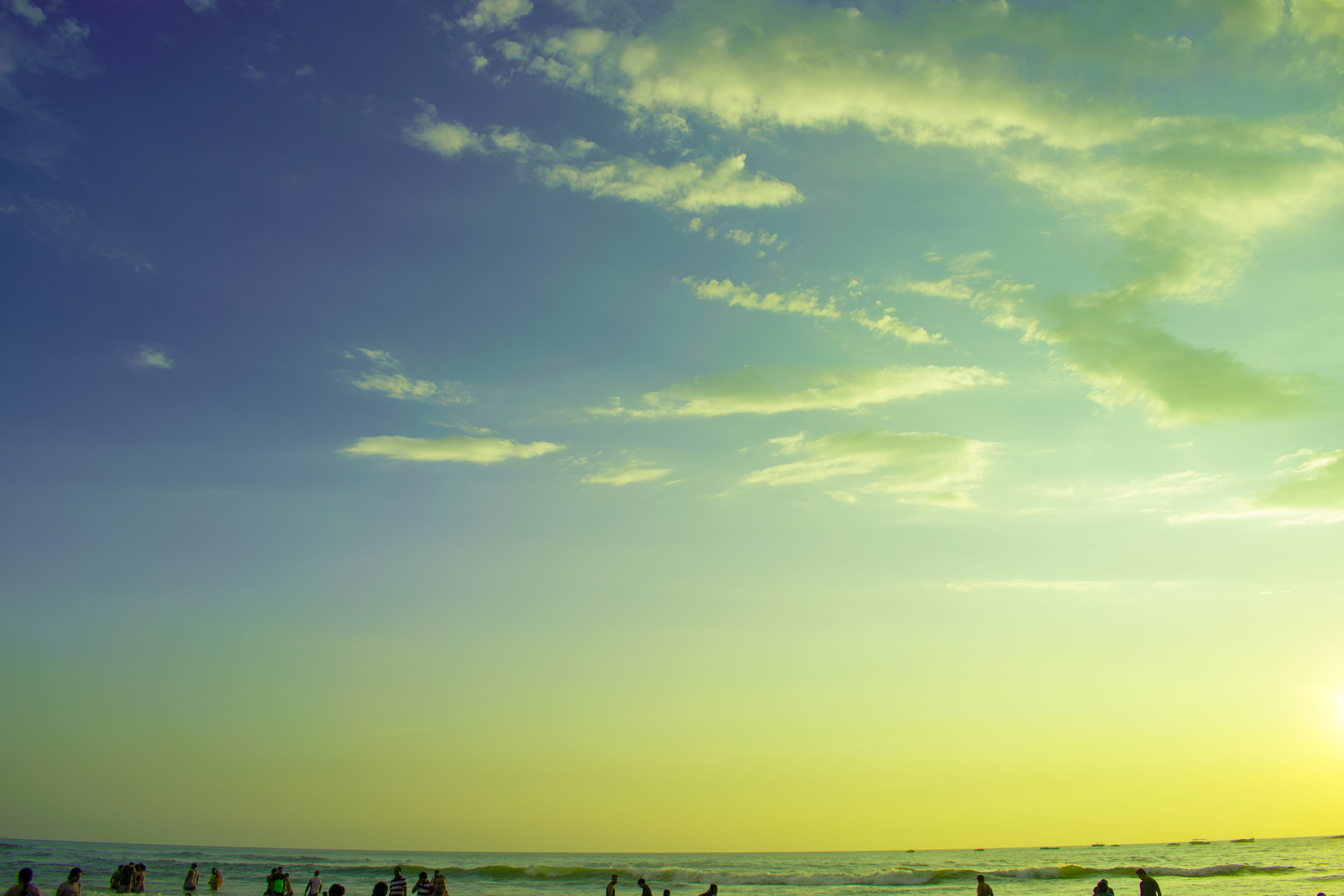 horizon over water, goa, beach, 5K, sky, scenics - nature, hue, day, beauty in nature, waterfront, sunlight, land, cloud - sky, colva beach, water, tranquil scene, HD Wallpaper