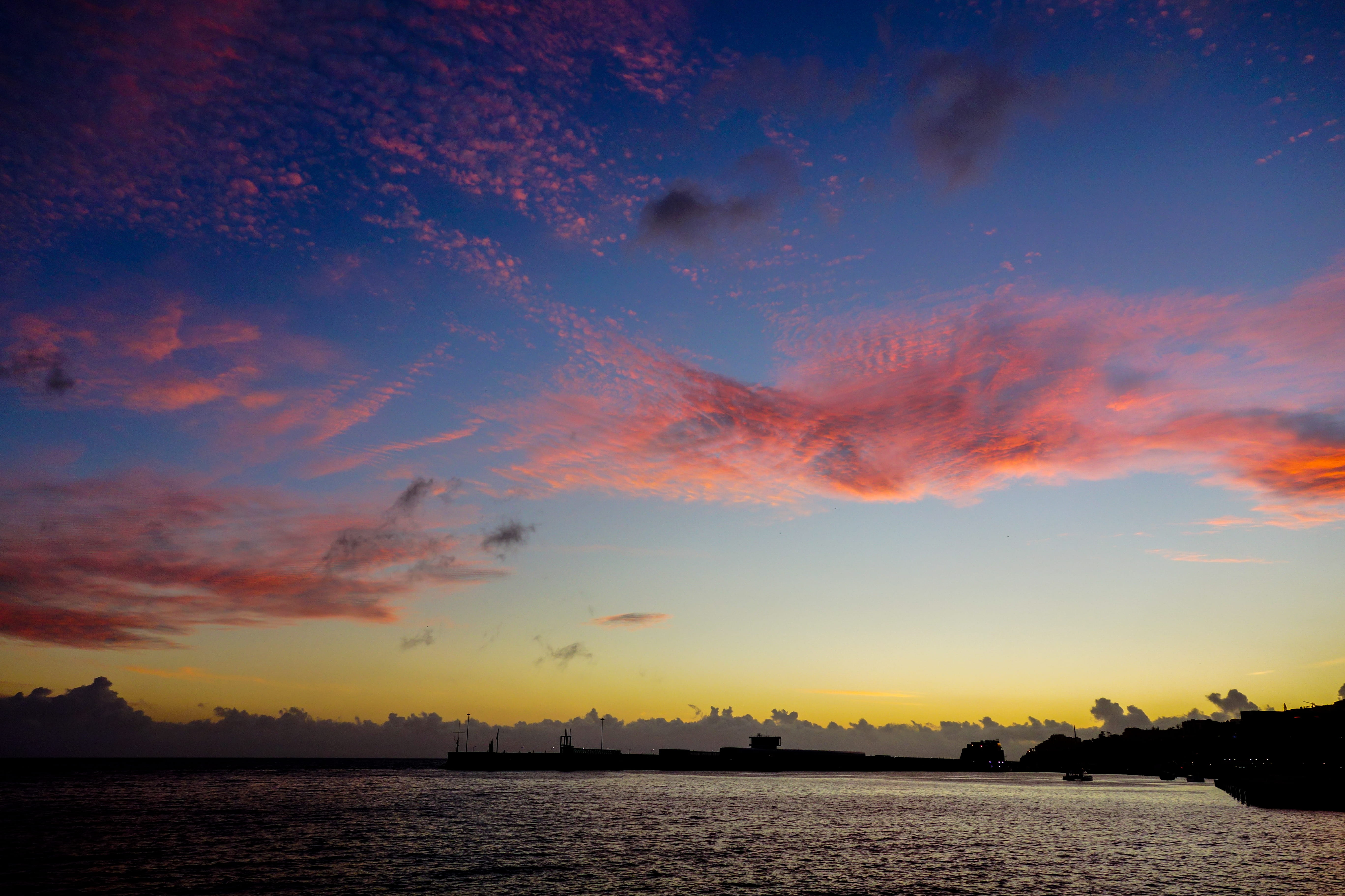 portugal, vibrant, set, pink, hue, silhouette, madeira, ocean, outdoors, moody sky, boat, scenic, colorful, tranquil scene, beauty in nature, cloud - sky, HD Wallpaper