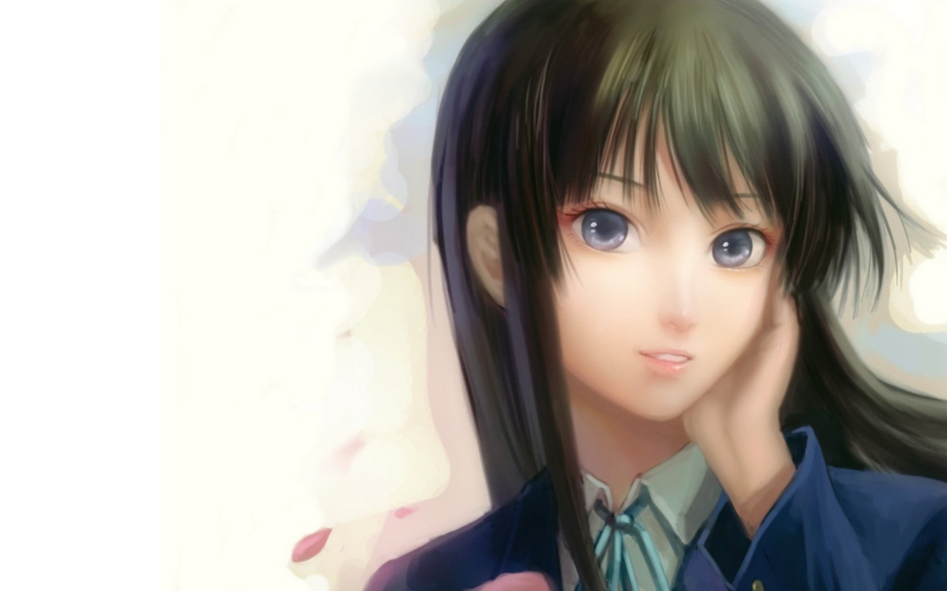 portrait, headshot, day, beautiful woman, women, beauty, young women, contemplation, bangs, lifestyles, K-ON!, leisure activity, front view, 1080P, looking at camera, HD Wallpaper