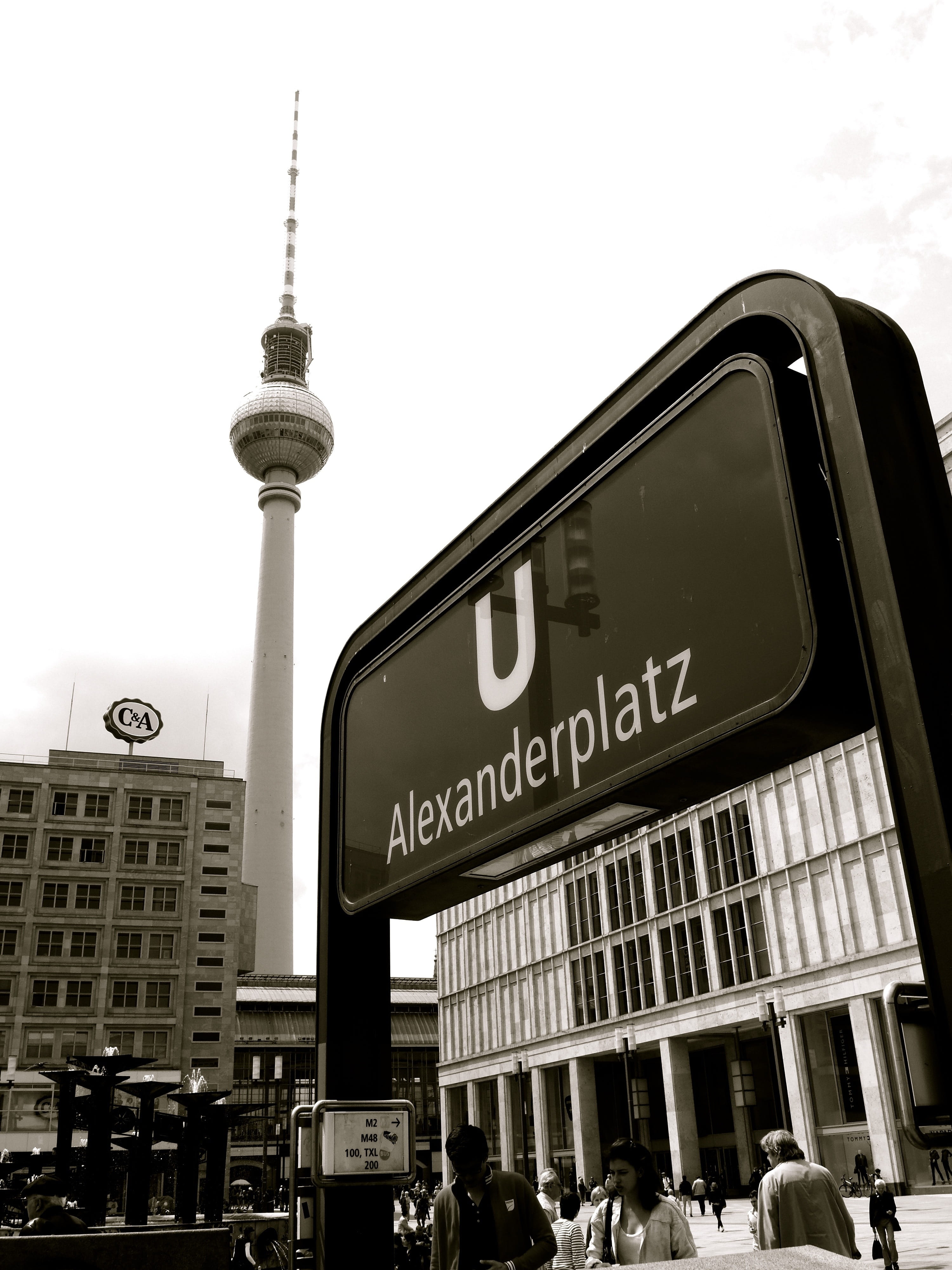 landmark, destination, germany, text, office building exterior, capital, outdoors, spire, alexanderplatz, western script, City, nature, sky, travel destinations, Phone HD Wallpaper