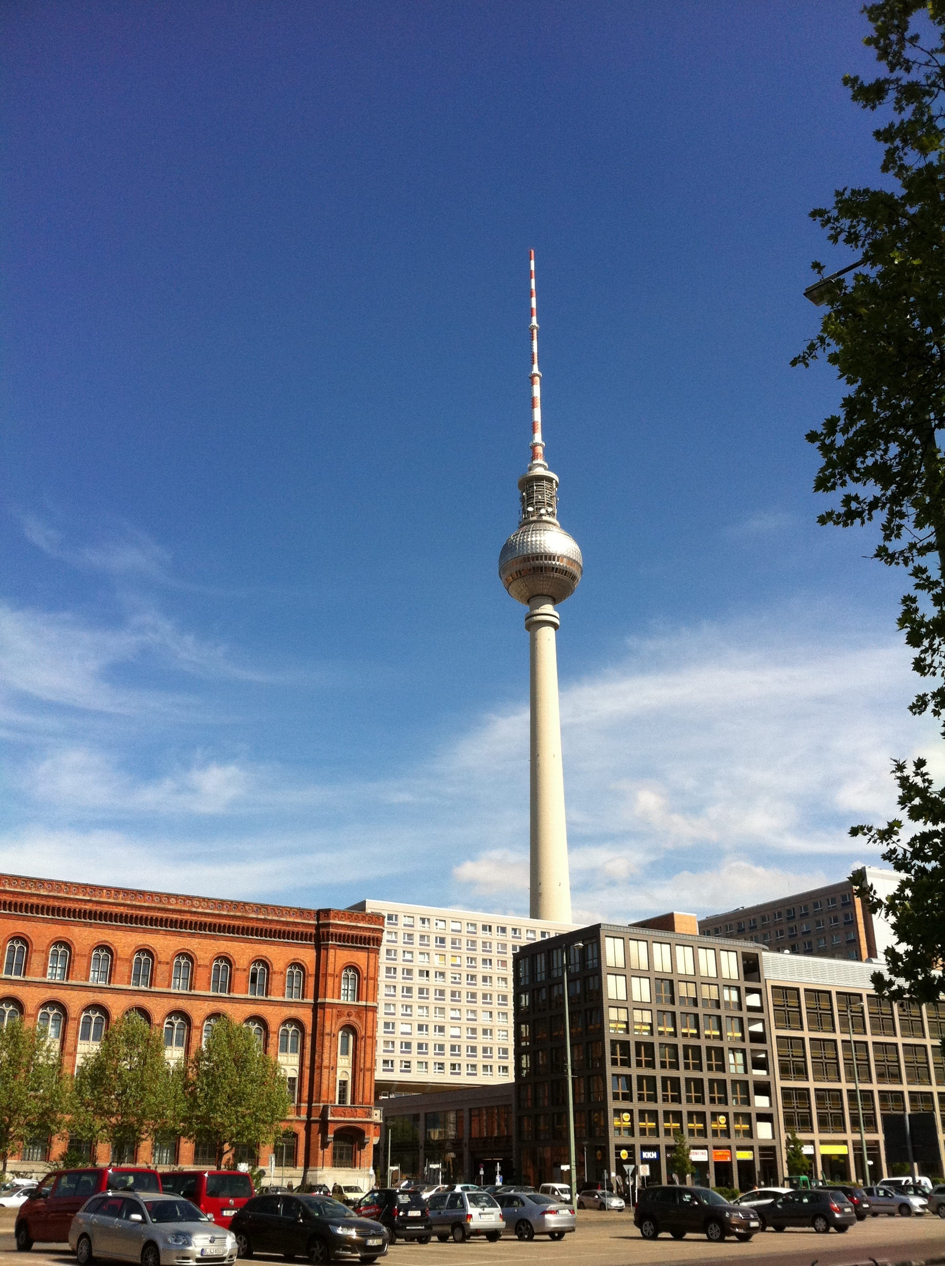 tourism, architecture, berlin, built structure, nature, travel, television, Tower, tall - high, Berlin, spire, communication, city, outdoors, motor vehicle, Phone HD Wallpaper