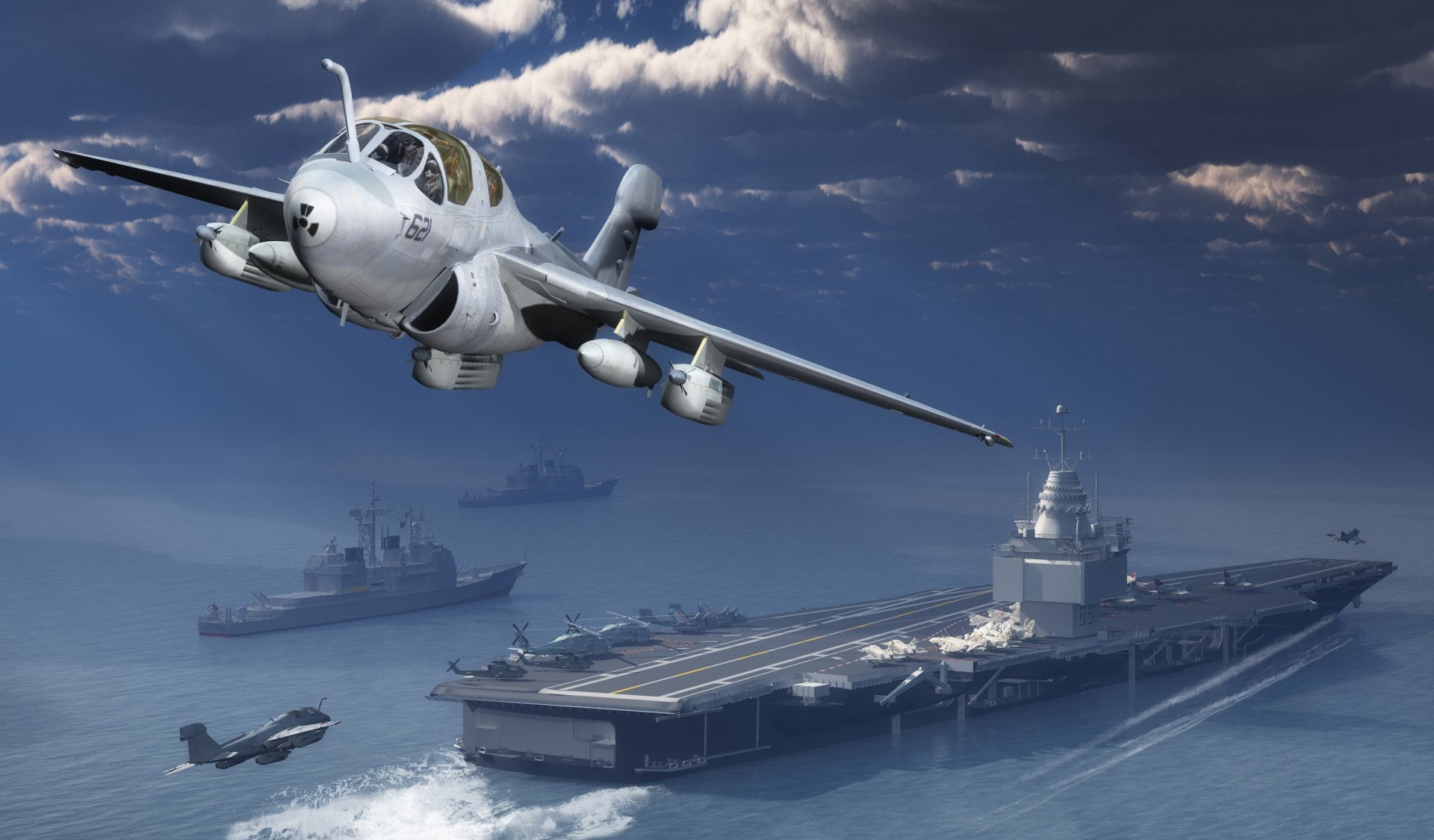 motion, shipping, Jet Fighters, air vehicle, transportation, no people, airplane, Warplane, flying, mode of transportation, water, business, freight transportation, HD Wallpaper