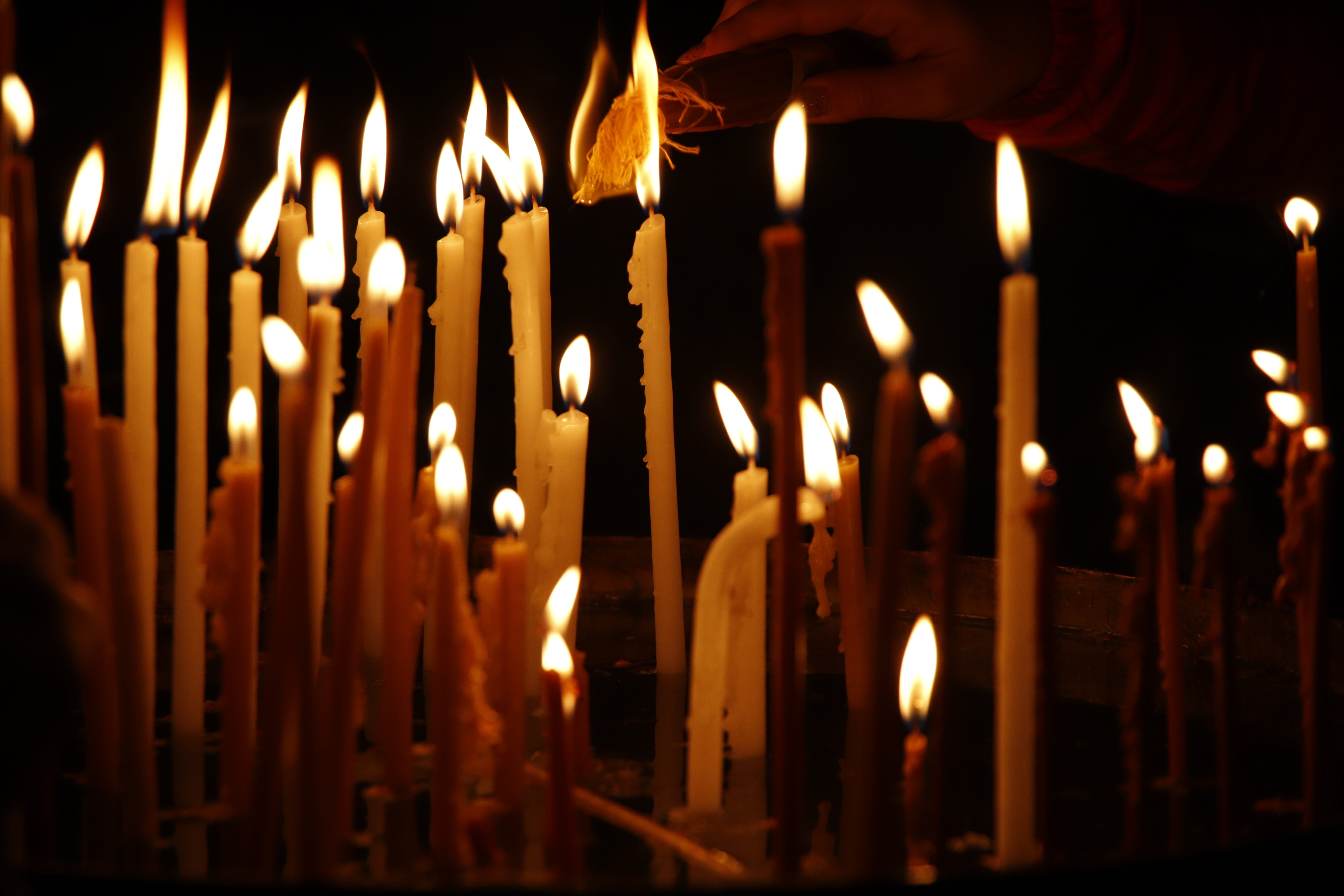 religion, religious equipment, illuminated, hope, candle, place of worship, fire - natural phenomenon, the flame, close-up, light, faith, church, burning, HD Wallpaper