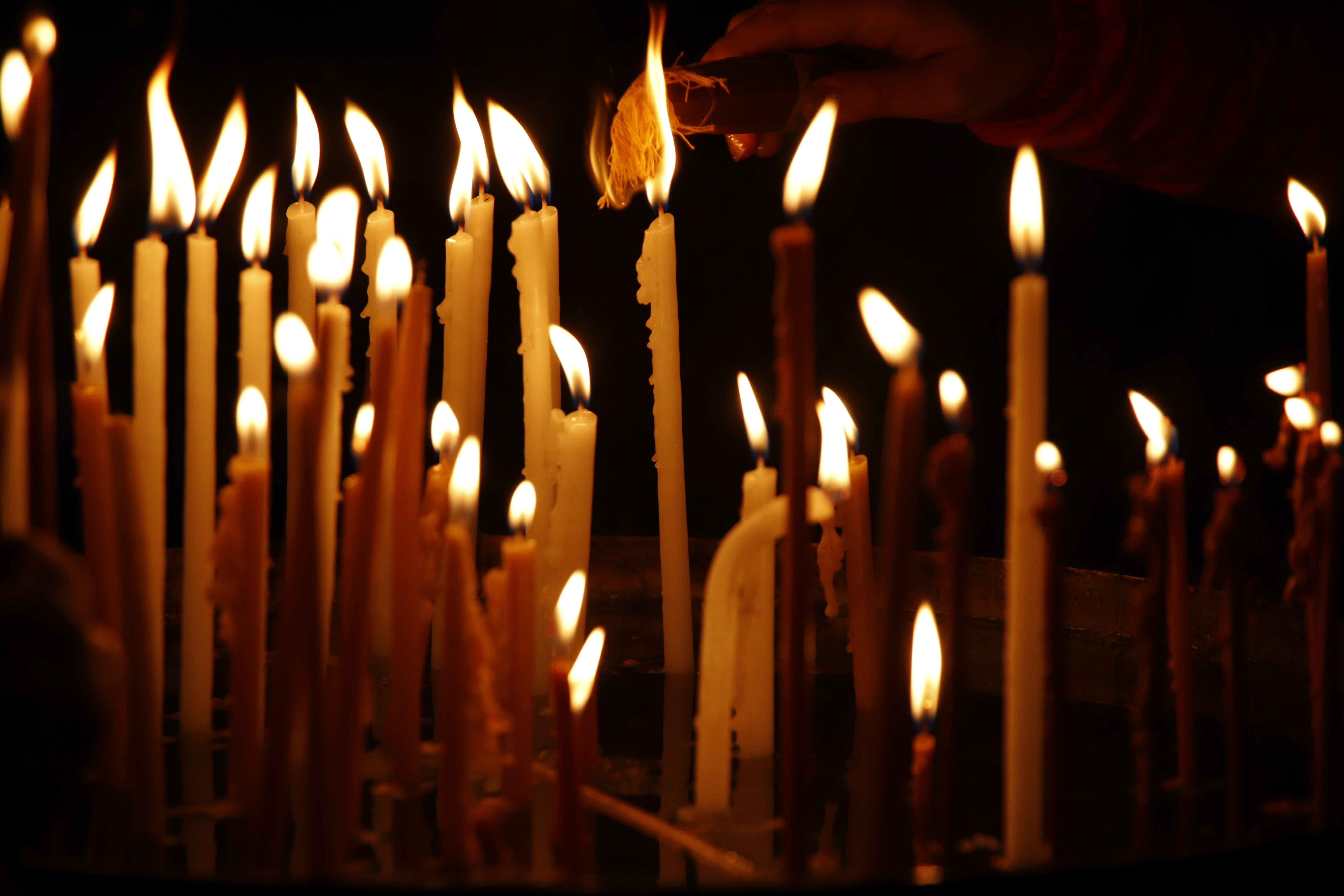 burning, jerusalem, hand, candles, glowing, dark, flame, belief, close-up, architecture, 5K, spirituality, fire - natural phenomenon, hope, light, illuminated, HD Wallpaper