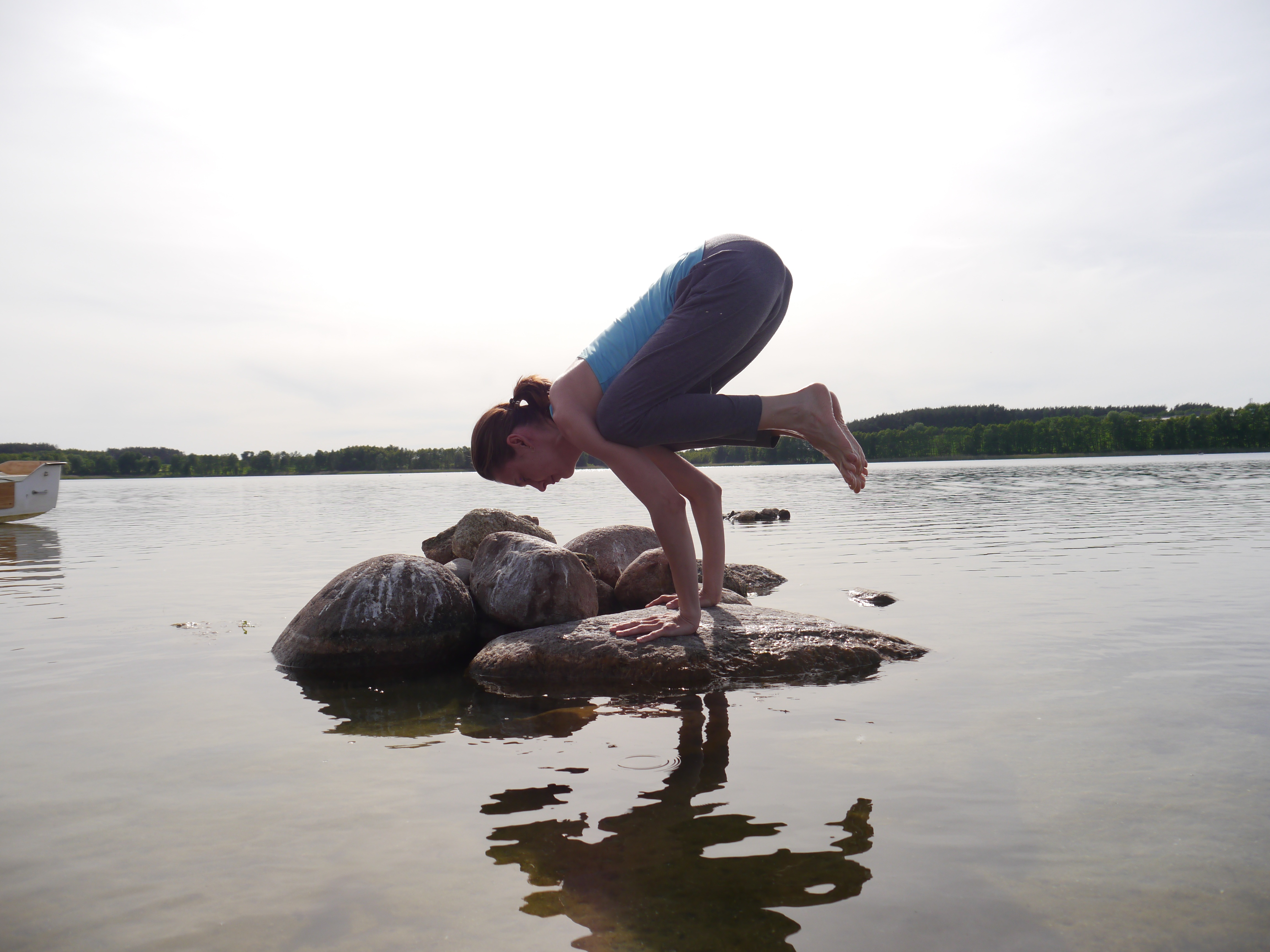exercise, woman, outdoors, day, one person, stone, rock, solid, exercising, rock - object, full length, leisure activity, daytime, body, water, yoga, ayurveda, HD Wallpaper