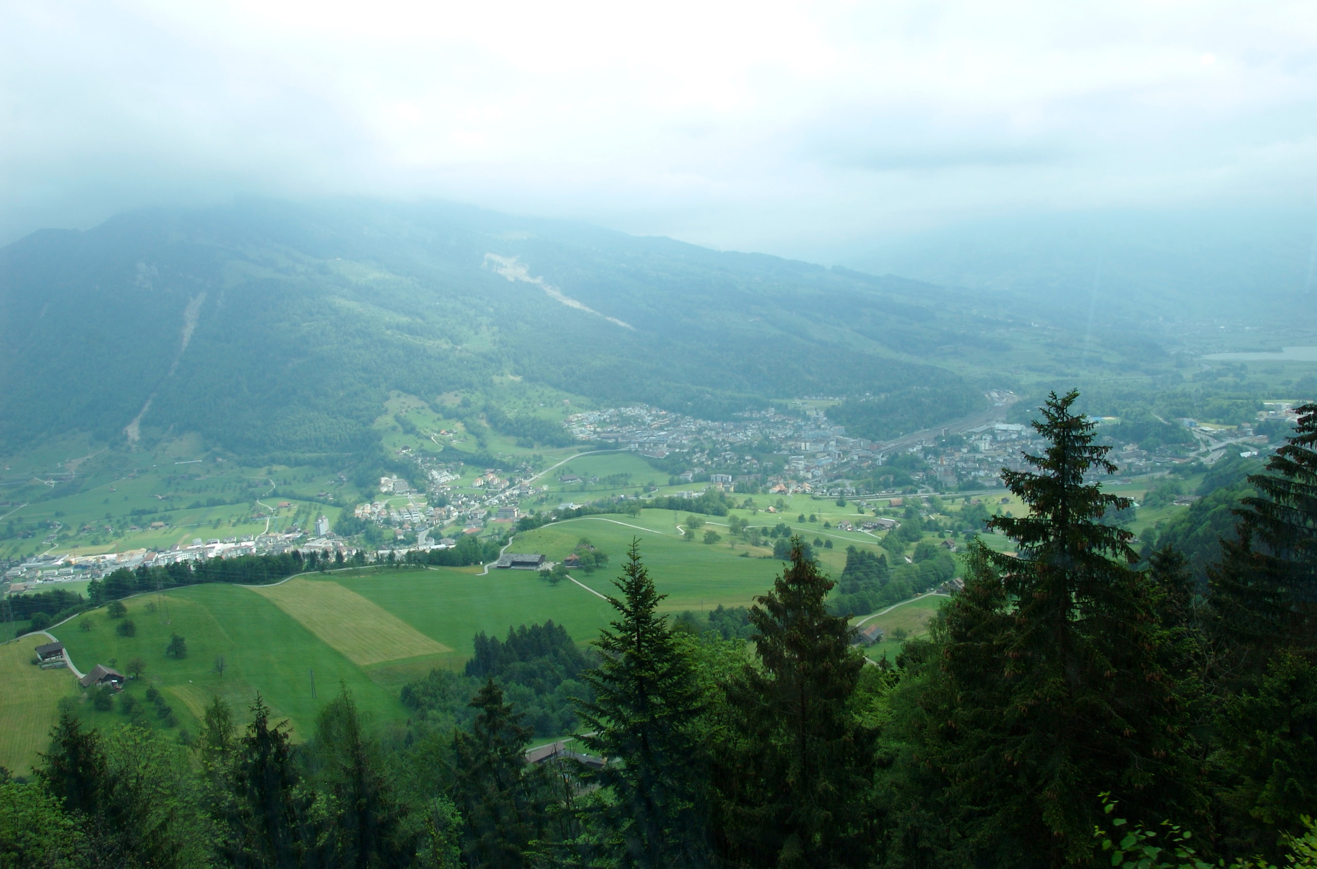 clouds, fog, Switzerland, 2K, forest, mount Rigi, trees, village, valley, Rigi, HD Wallpaper