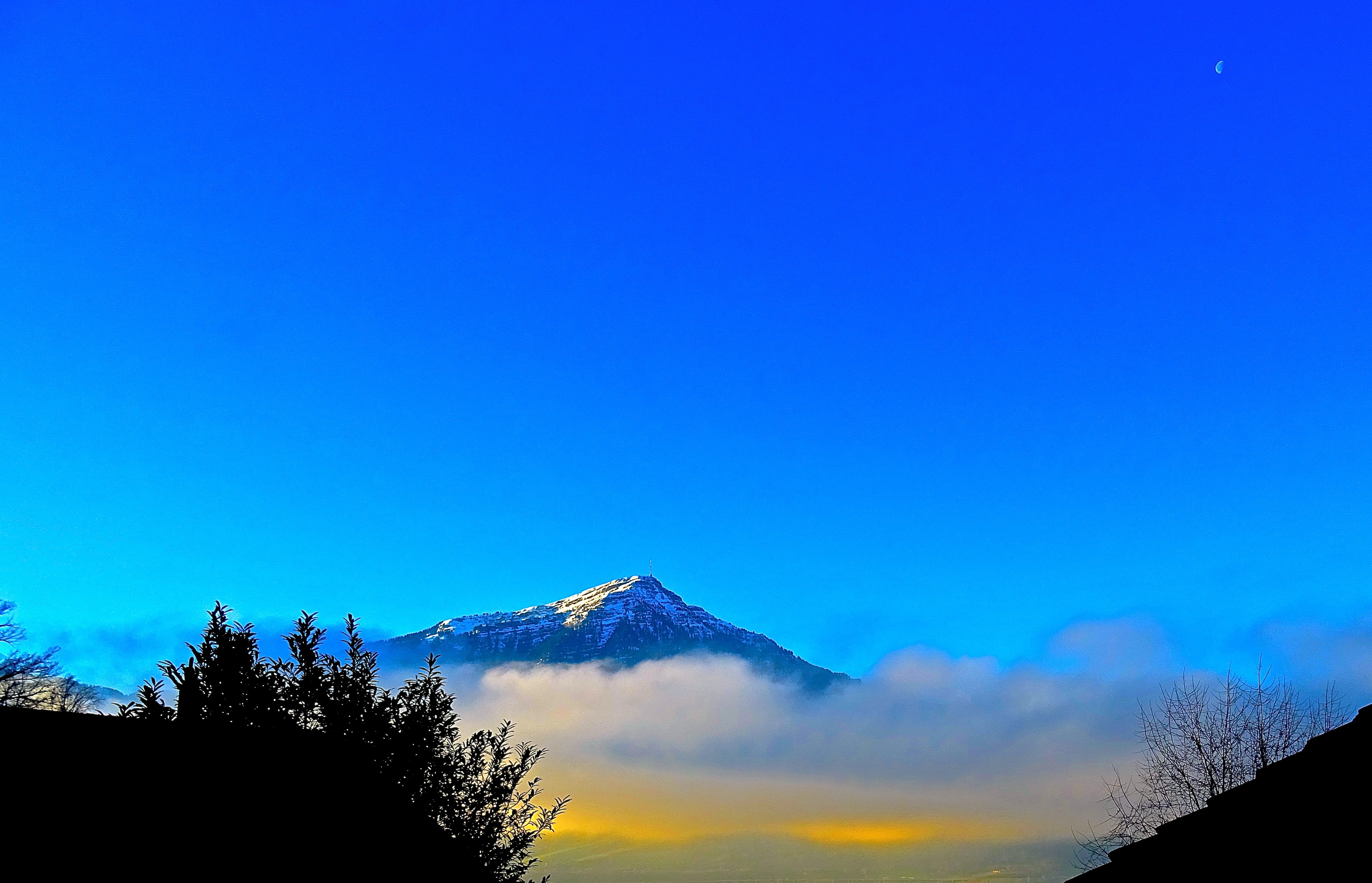 nature, tranquility, no people, copy space, volcano, sky, snowcapped mountain, tranquil scene, landscape, scenics - nature, environment, tree, mountain range, HD Wallpaper