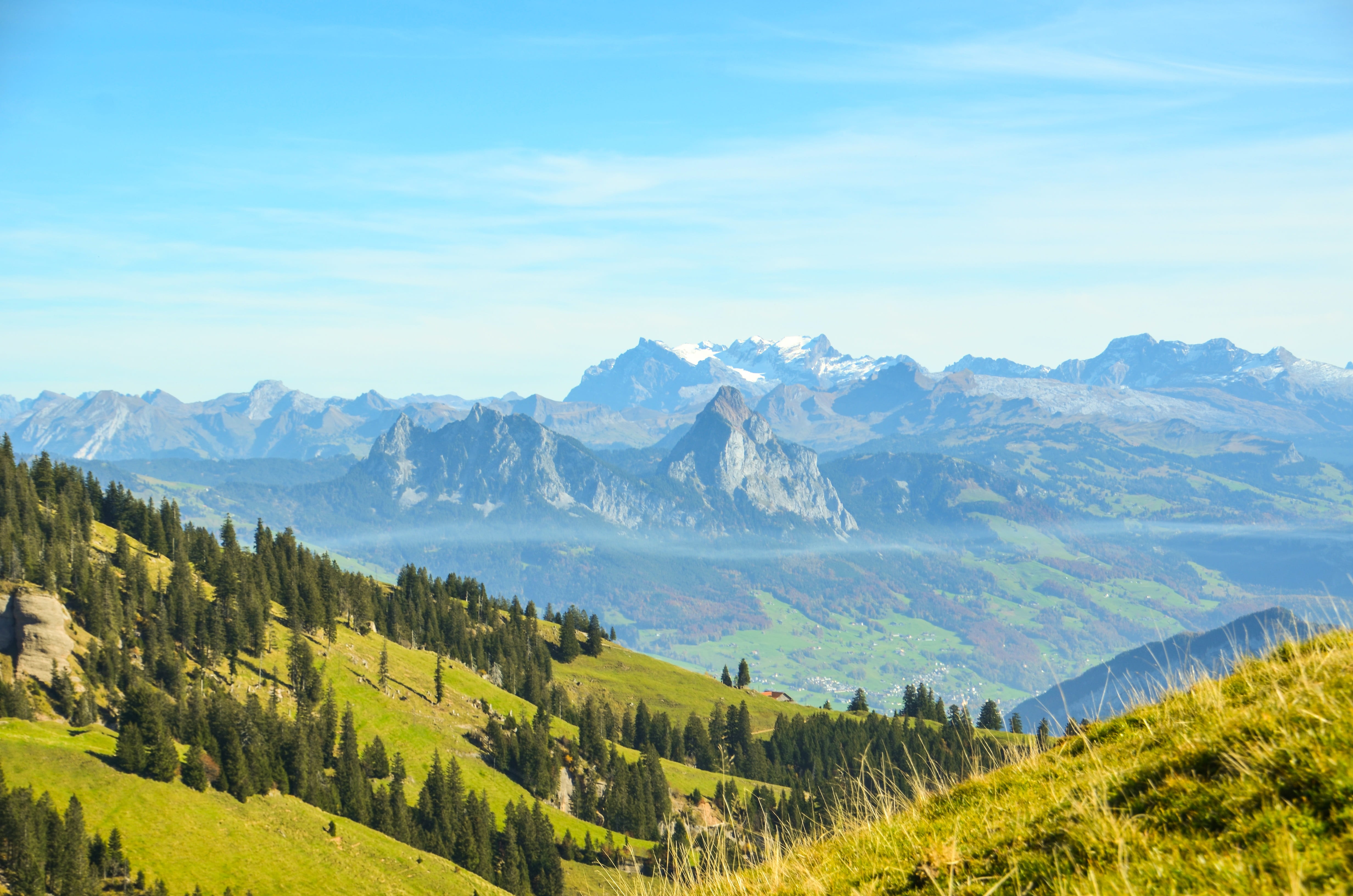 remote, myths, tranquility, glärnisch, mountain meadow, landscape, mountain, rigi, alpine, green color, holiday, environment, hiking, mountains, distant view, HD Wallpaper