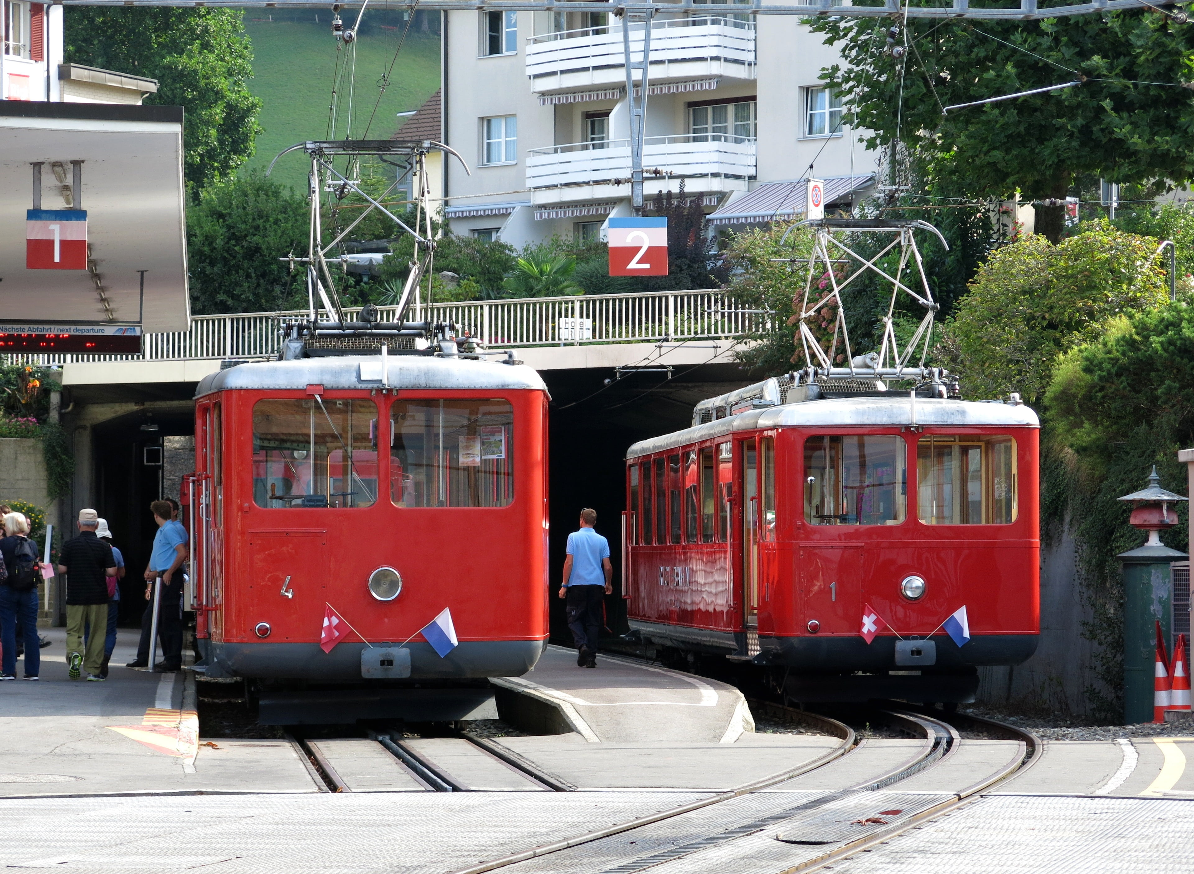 architecture, mountain, nature, train - vehicle, locomotive, mode of transportation, street, day, traffic, rail transportation, railroad car, catenary, HD Wallpaper