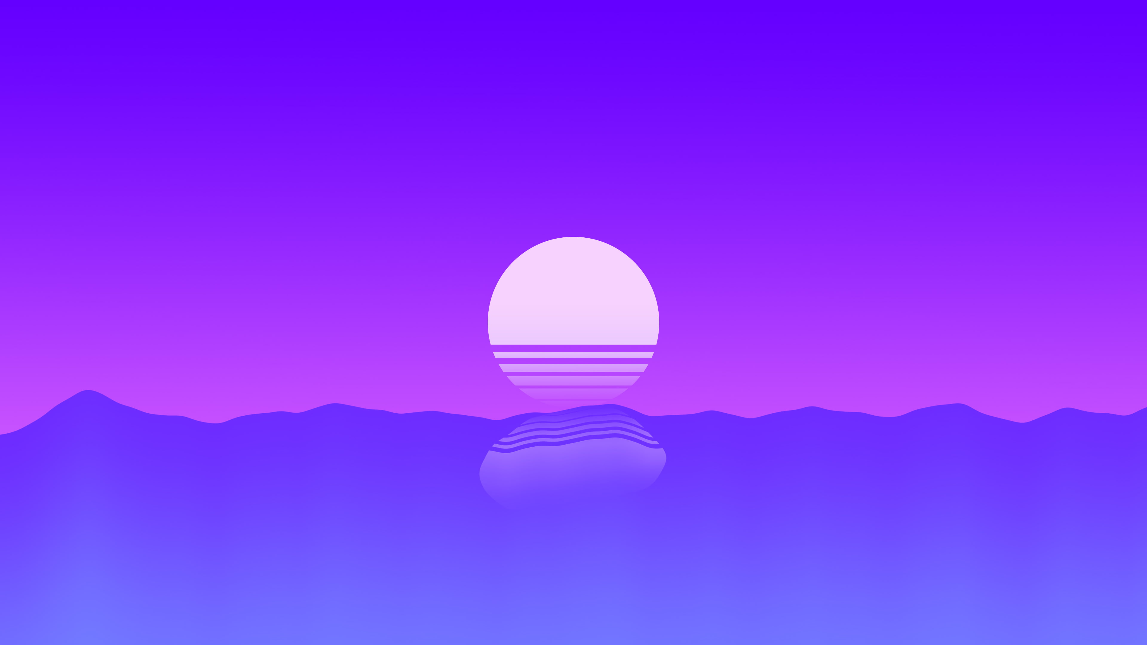 4K, outrun, sunset, sea, HD Wallpaper