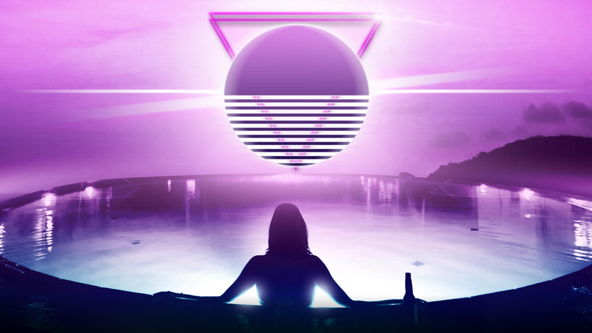 women, digital art, 1080P, Retrowave, Synth, HD Wallpaper