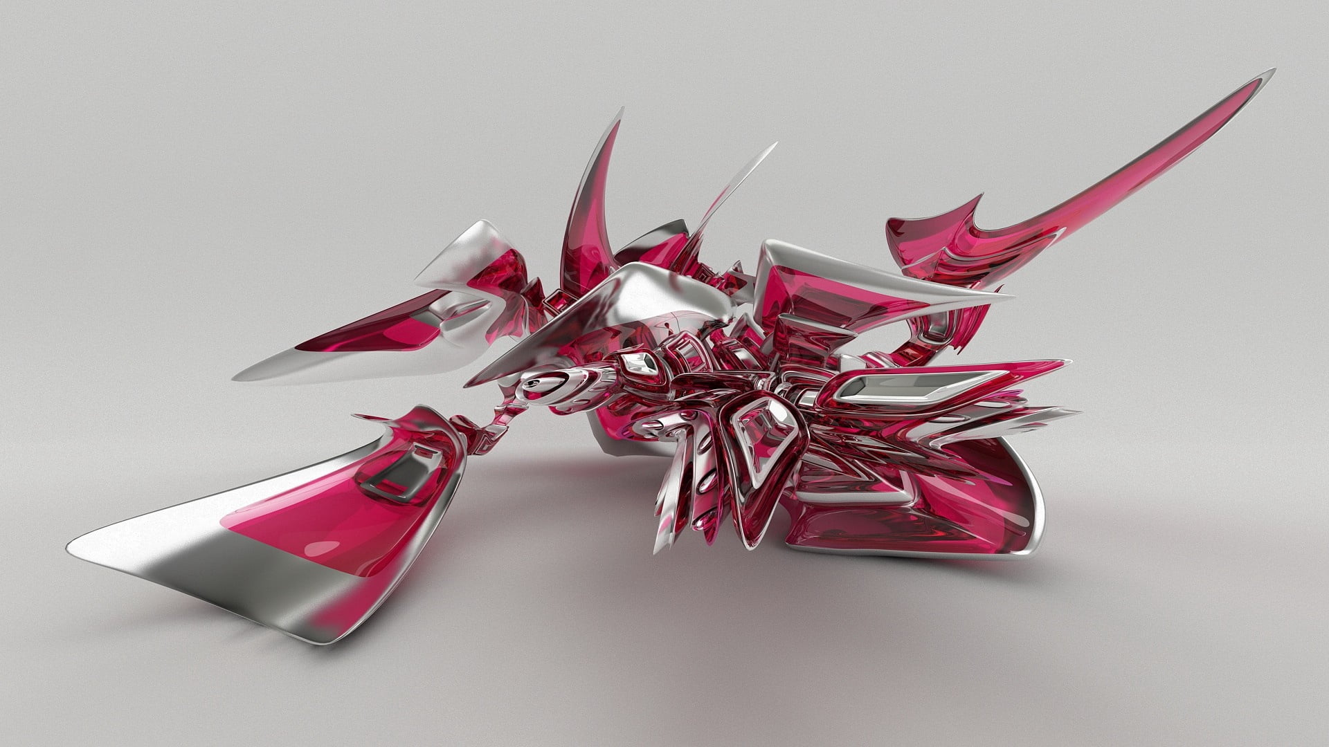 form, luxury, origami, 1080P, pink, group of objects, christmas, single Object, bow, studio shot, silver - Metal, anniversary, elegance, robot, isolated, HD Wallpaper