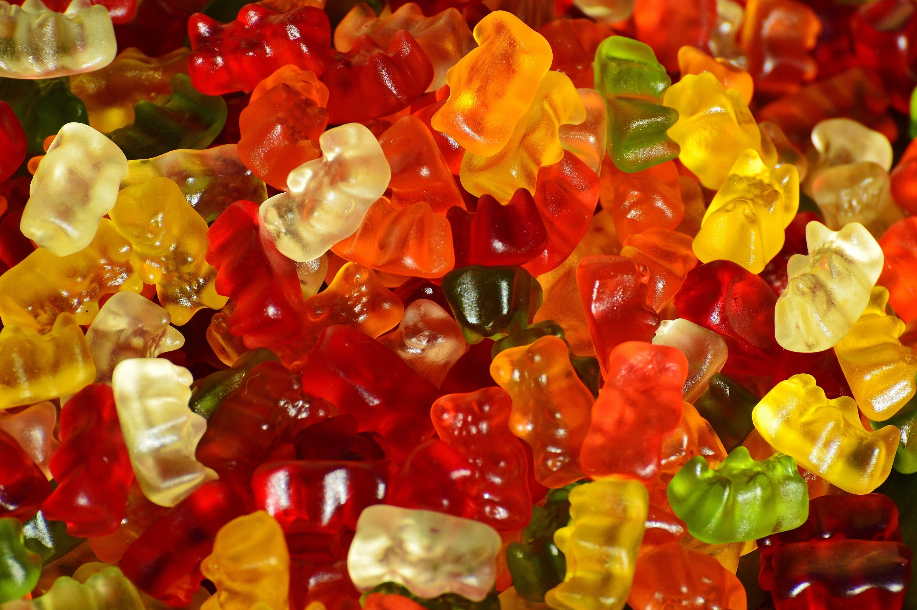 sugar, colorful, large group of objects, healthy eating, Fruit Gums, gummibärchen, gummi bears, sweetness, temptation, bears, full frame, haribo, delicious, HD Wallpaper