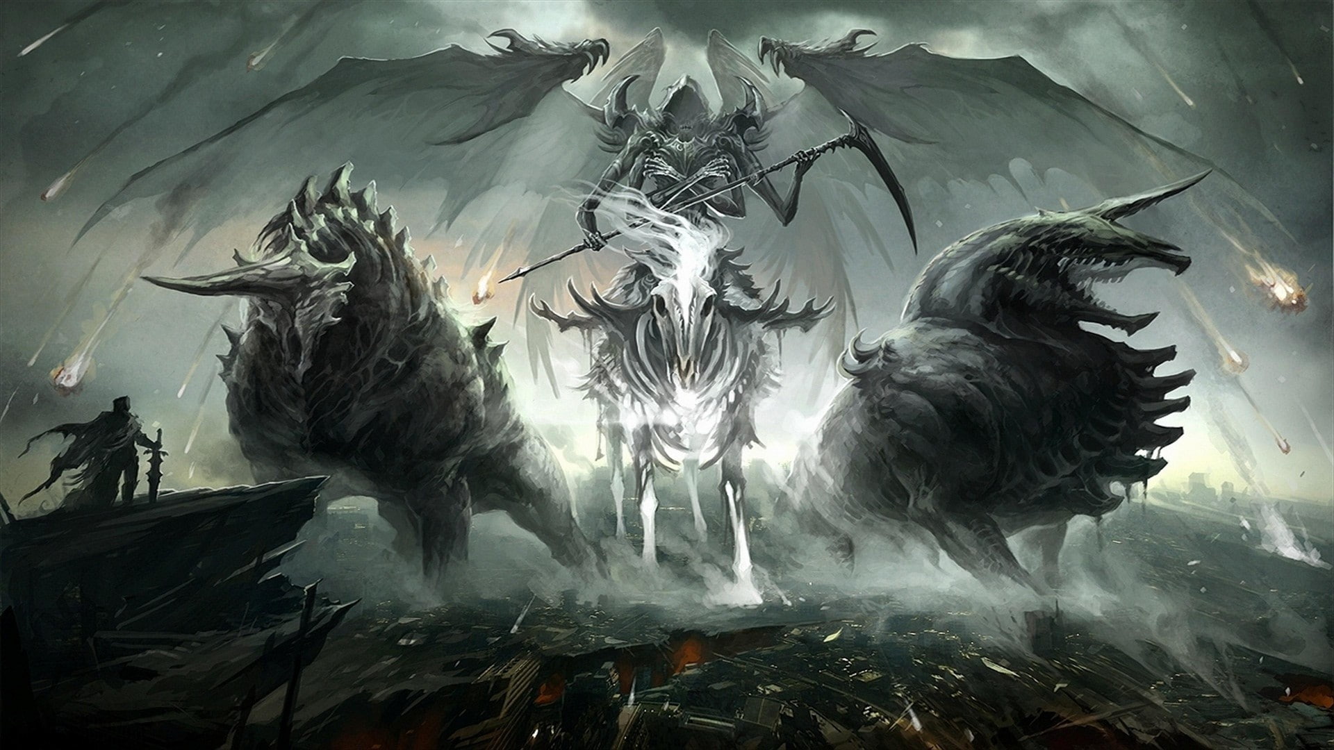 apocalyptic, Grim Reaper, fantasy art, 1080P, death, dark fantasy, HD Wallpaper
