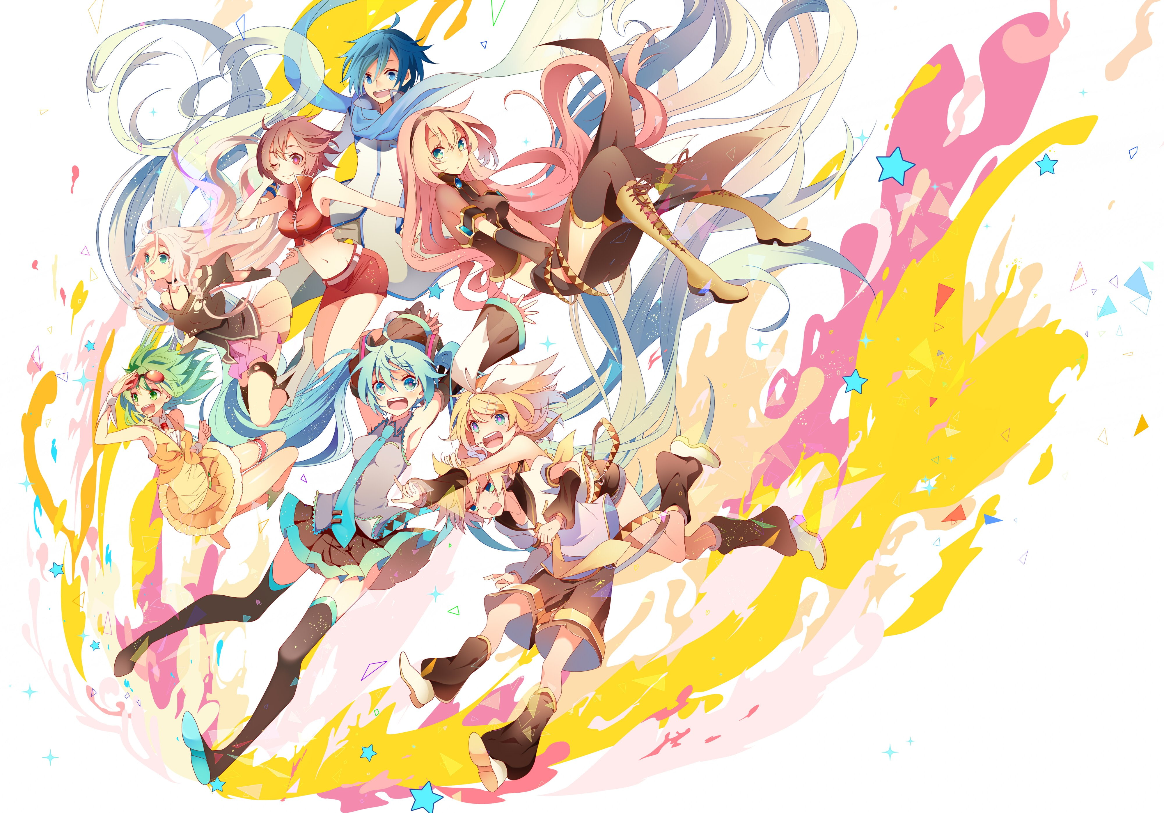 hatsune, deae, luka, gumi, 4K, megurine, temari, len, miku, meiko, kaito, rin, kagamine, vocaloid, HD Wallpaper