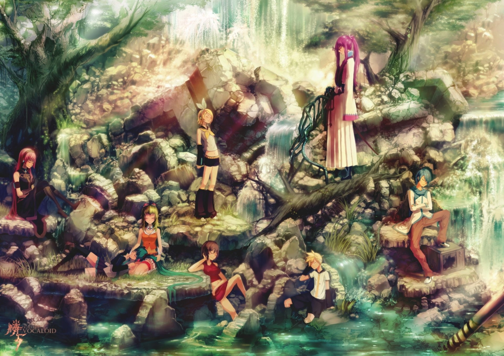 Luka Megurine, Vocaloid, Hatsune Miku, Len Kagamine, 1080P, Anime, Gakupo Kamui, Kaito (Vocaloid), Meiko (Vocaloid), Rin Kagamine, HD Wallpaper