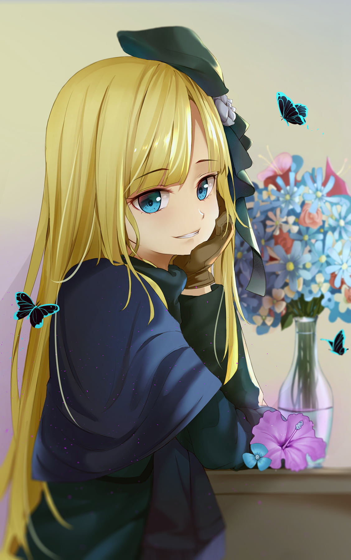 2D, fan art, Lord El-Melloi II Sei no Jikenbo: Rail Zeppelin Grace Note, anime girls, 720P, vases, blond hair, smiling, blue eyes, Reines El-Melloi Archisorte, Phone HD Wallpaper