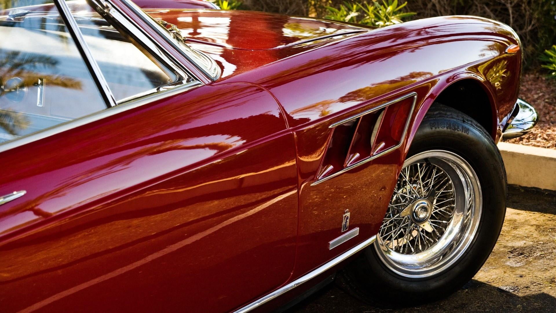 chrome, european, tire, mode of transportation, european cars, silver colored, vintage car, 1080P, no people, luxury, red, travel, vintage, outdoors, land vehicle, HD Wallpaper