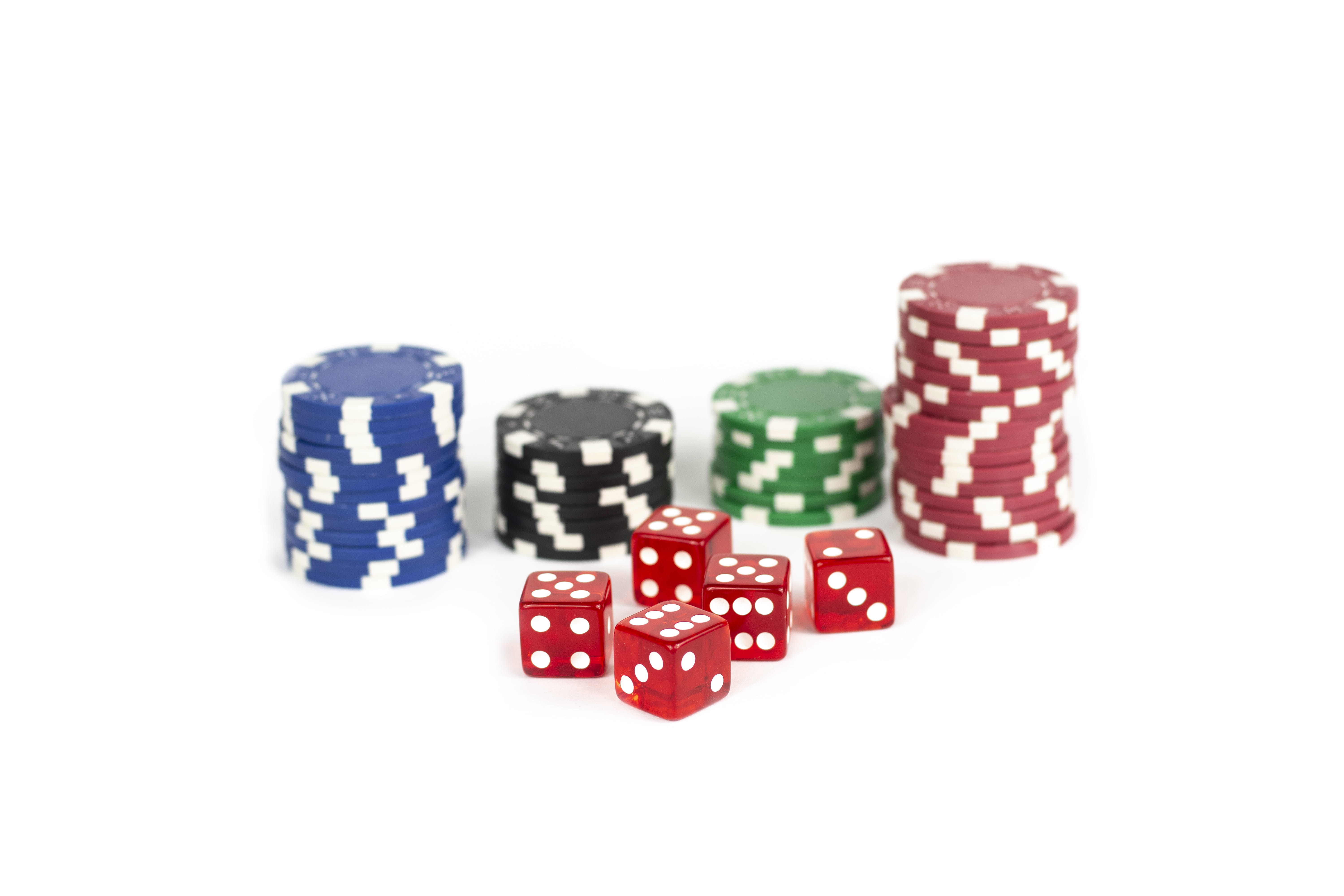 poker, dice, jackpot, 5K, arts culture and entertainment, opportunity, chance, leisure, luck, nightlife, addiction, indoors, casino, play, gambling, chips, HD Wallpaper