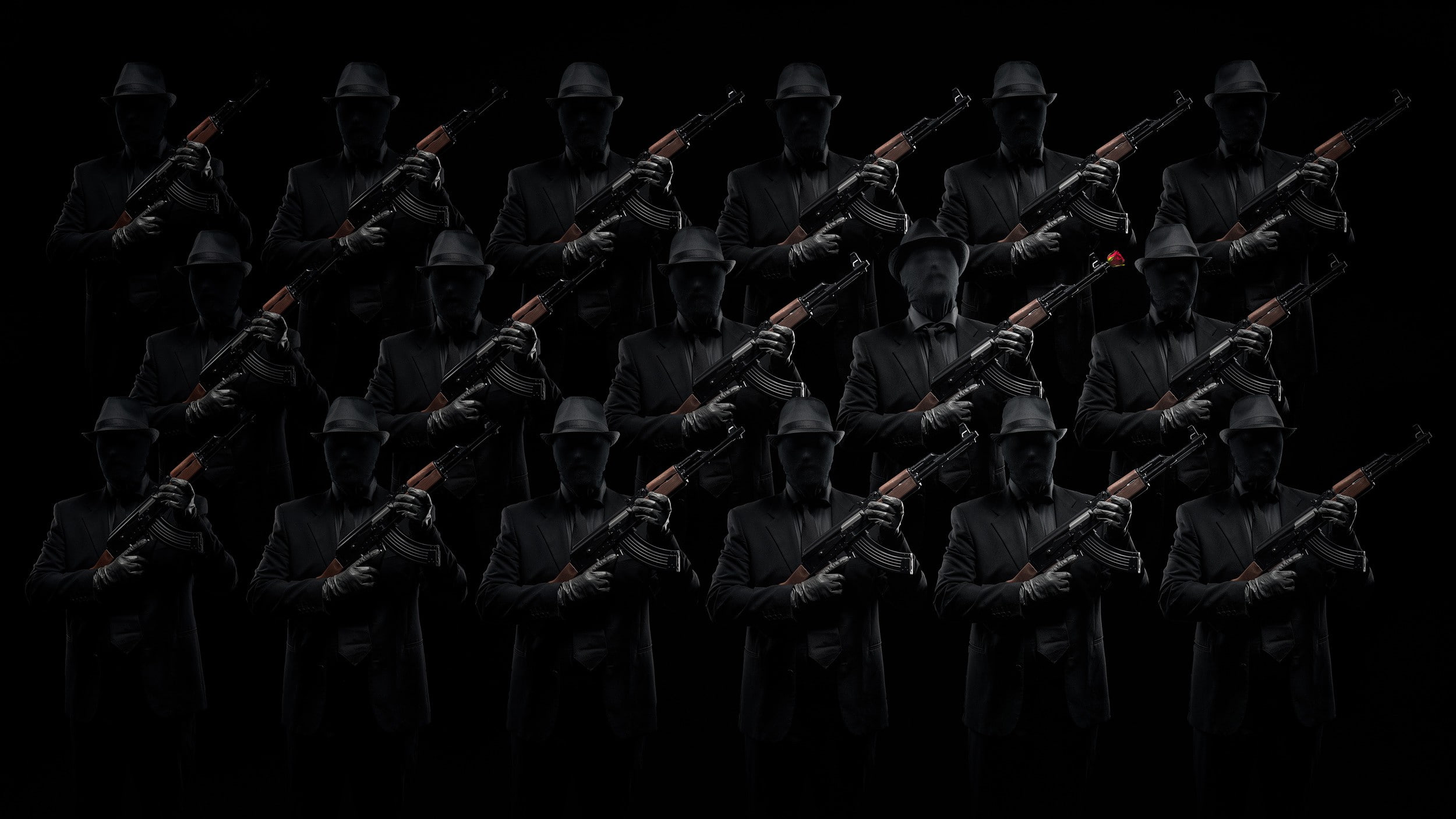 men, clothing, no people, repetition, day, government, order, indoors, side by side, black background, studio shot, 1080P, artwork, armed forces, arrangement, HD Wallpaper