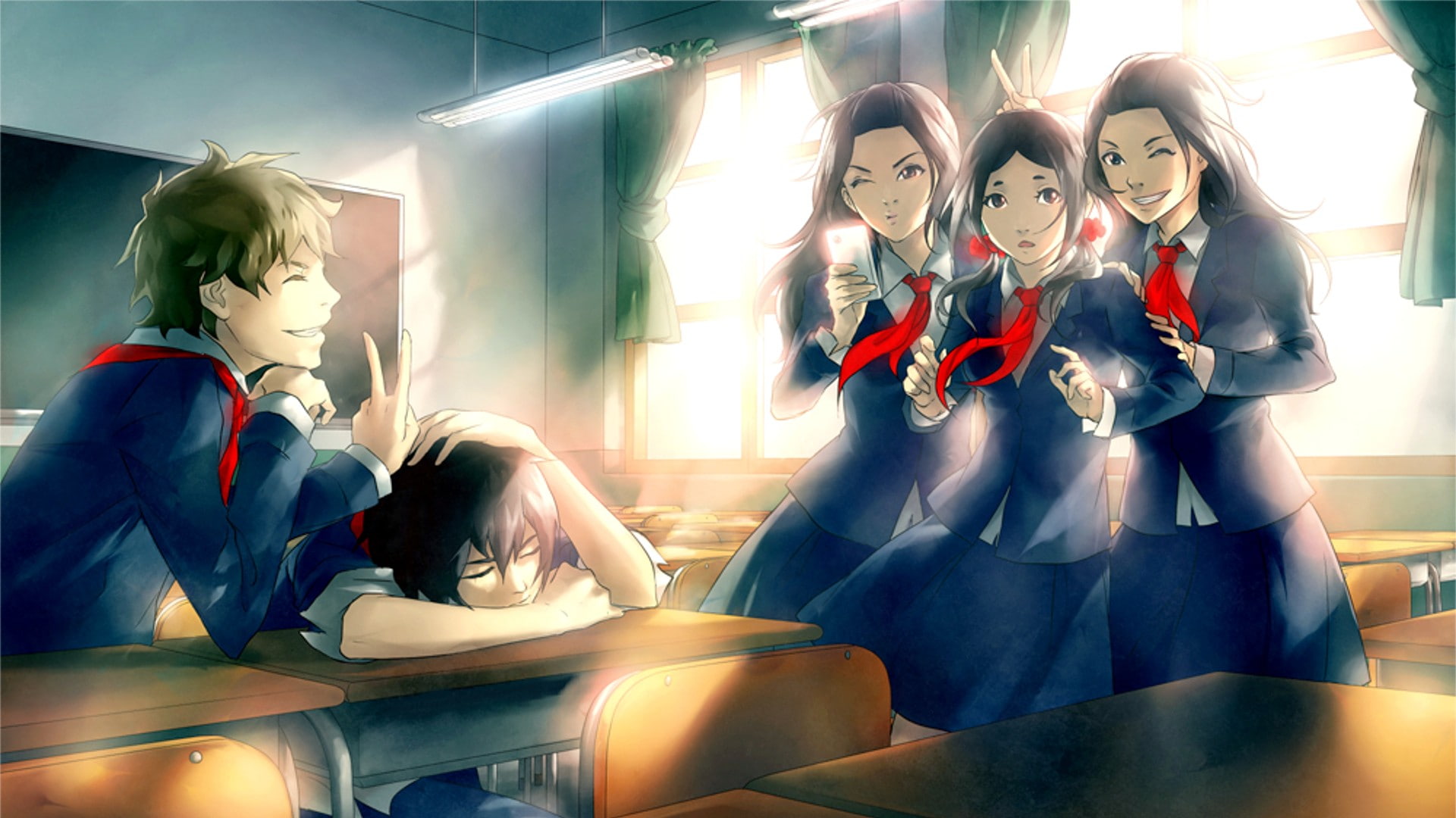 School, 1920x1080 px, art, x, sun, Sun Rays, school uniform, 1080P, px, hd, ford, uniform, rays, cars, HD Wallpaper