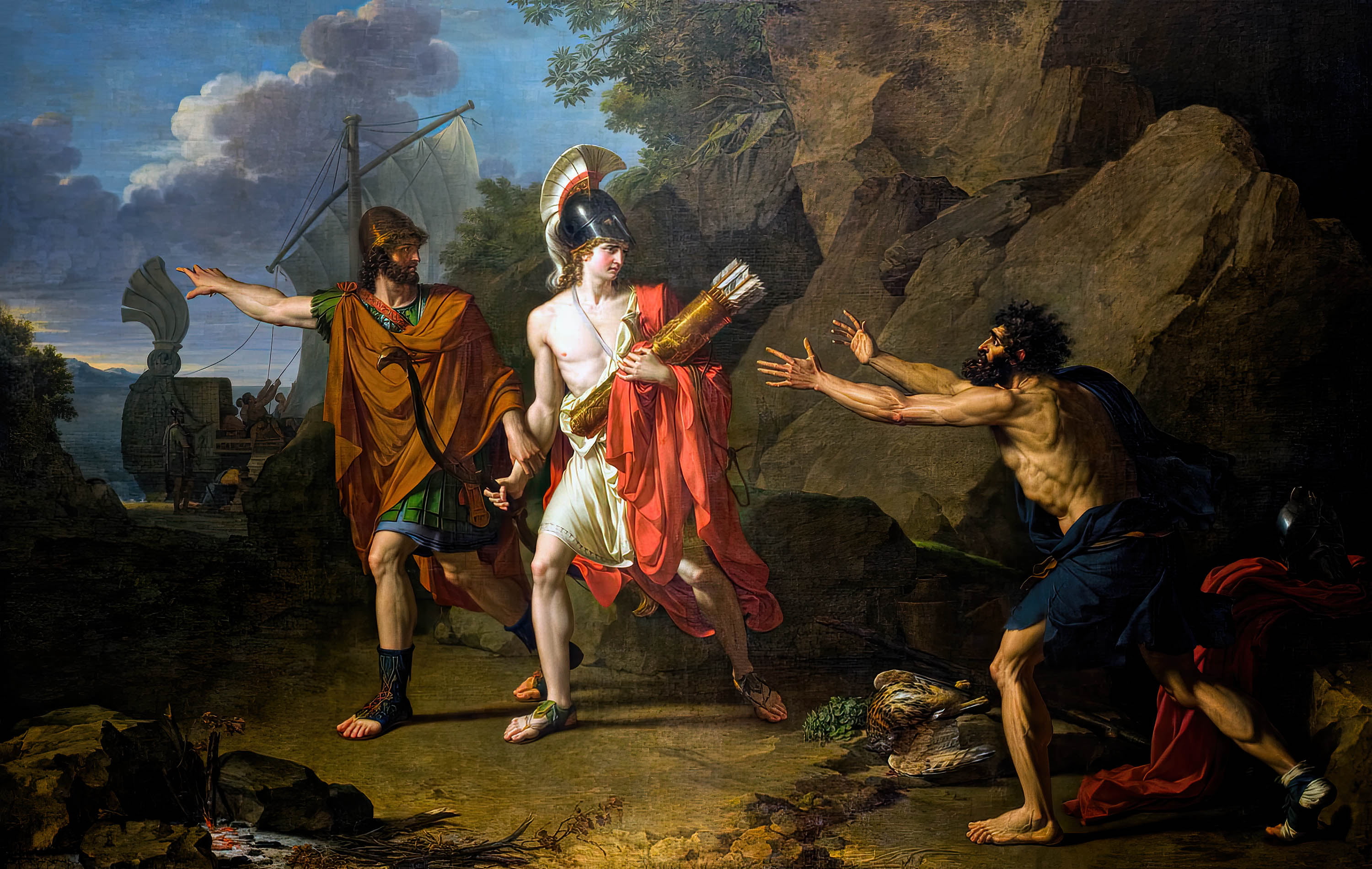 Greek mythology, Ulysses and Neoptolemus Taking, Roman mythology, painting, Neoptolemus, Odysseus, Philoctetes, Hercules’ Arrows from Philoctetes, Francois-Xavier Fabre, HD Wallpaper