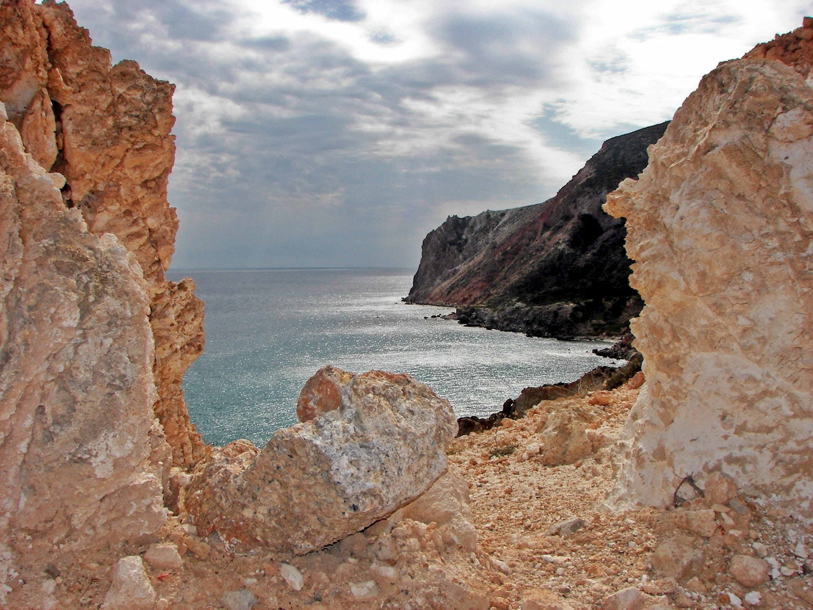 formation, cliff, sea, rocky coastline, nature, beauty in nature, rock - object, rock, Hellas, water, scenics - nature, beach, solid, Basalt, eroded, horizon over water, HD Wallpaper