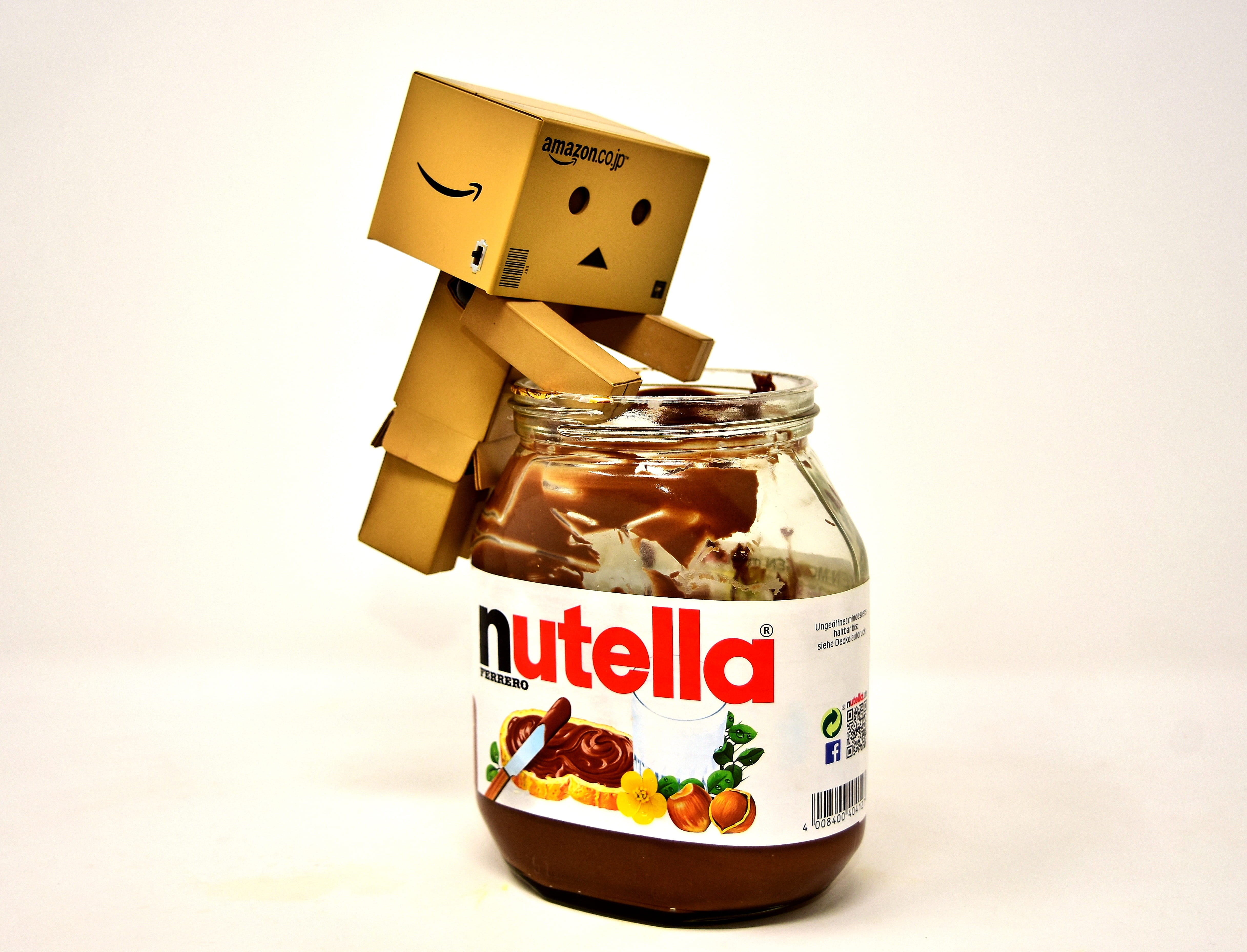 breakfast, funny, container, label, text, top, food, 4K, danbo, white background, western script, message, economy, nutella, close-up, indoors, studio shot, HD Wallpaper