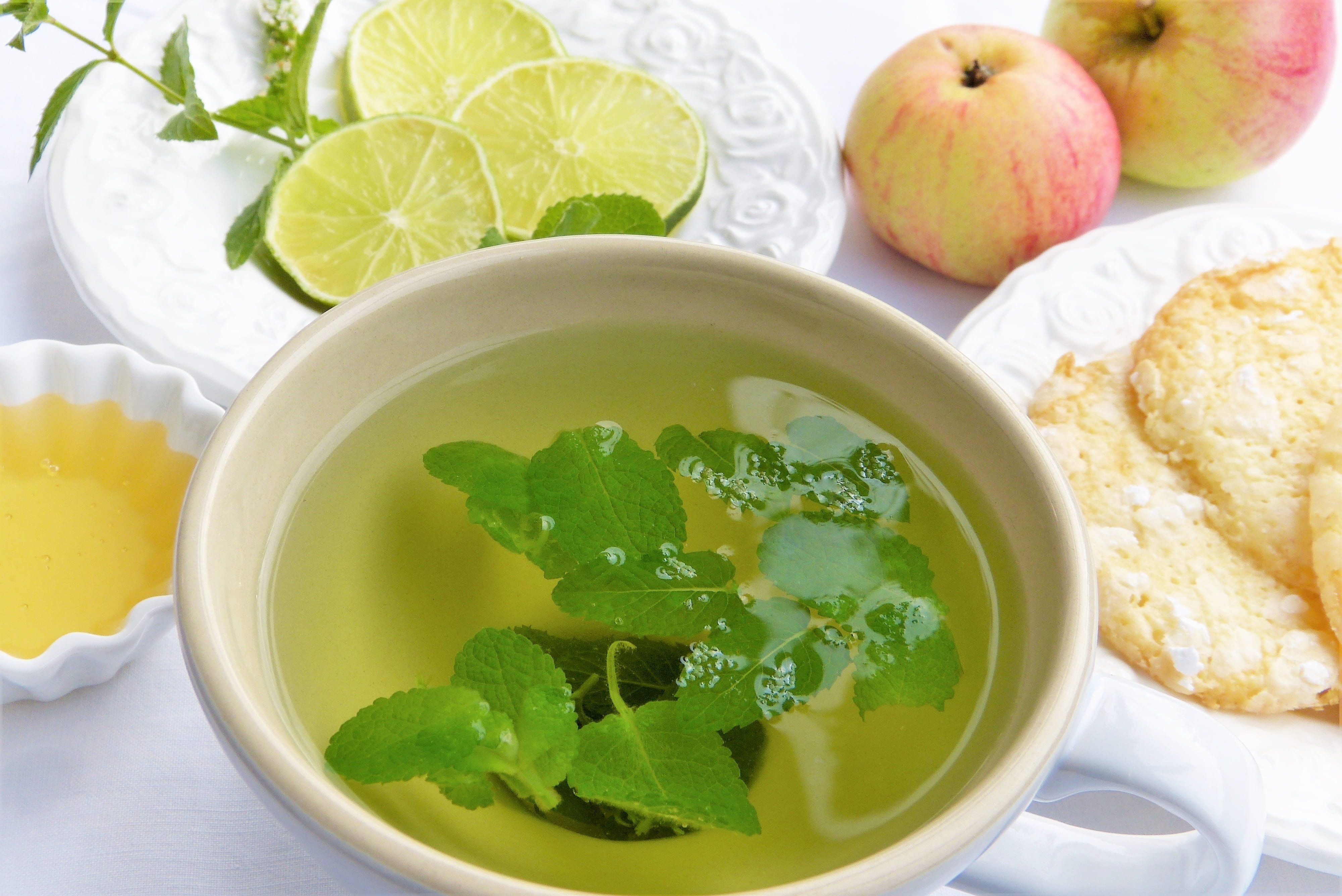lemon, herb, tea time, crockery, summer, tee, food, white, honey, household equipment, no people, garden, freshness, healthy, leaf, balm, gardening, refreshment, HD Wallpaper