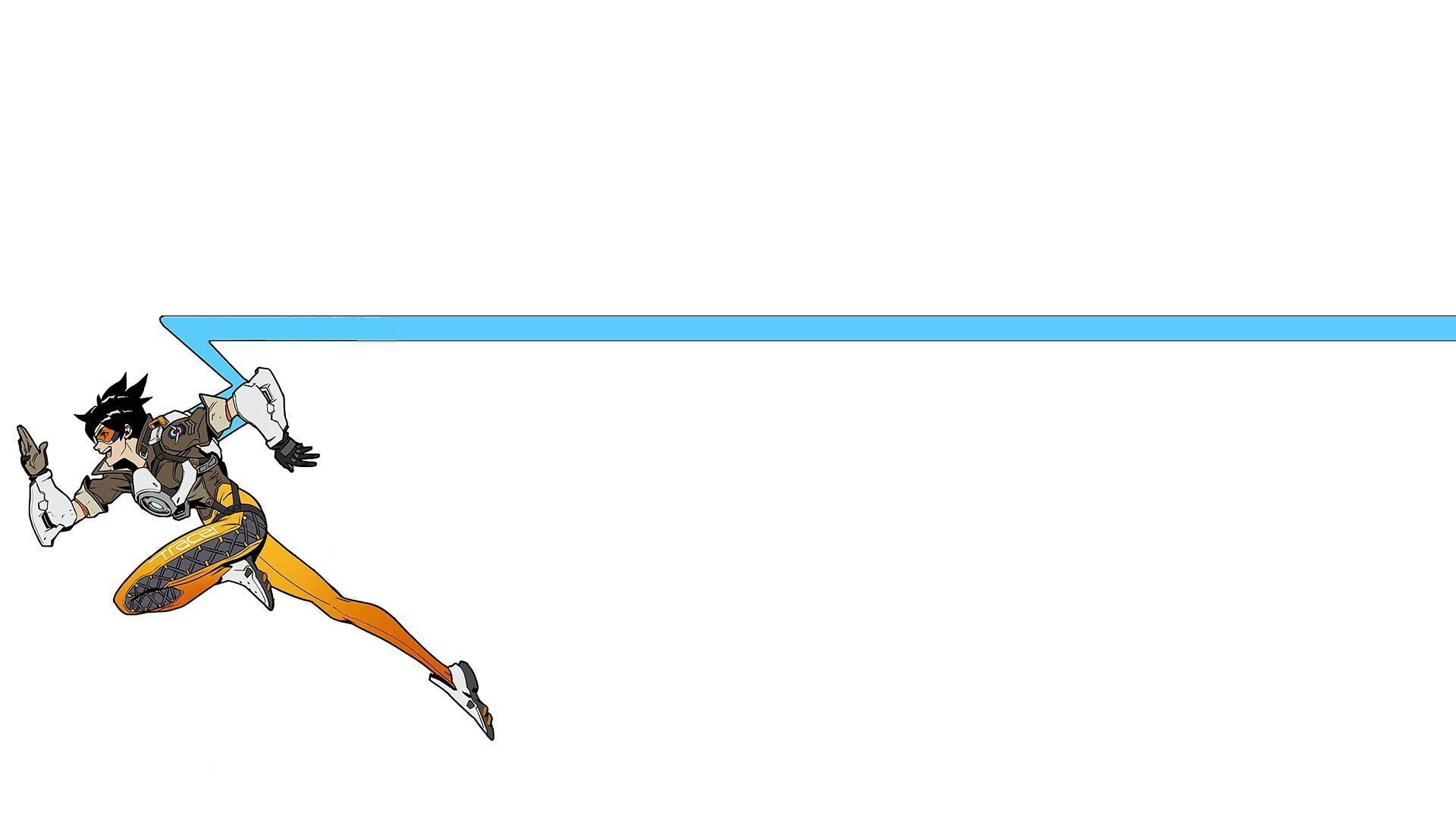 simple background, PC gaming, Tracer (Overwatch), running, minimalism, 1080P, Overwatch, HD Wallpaper