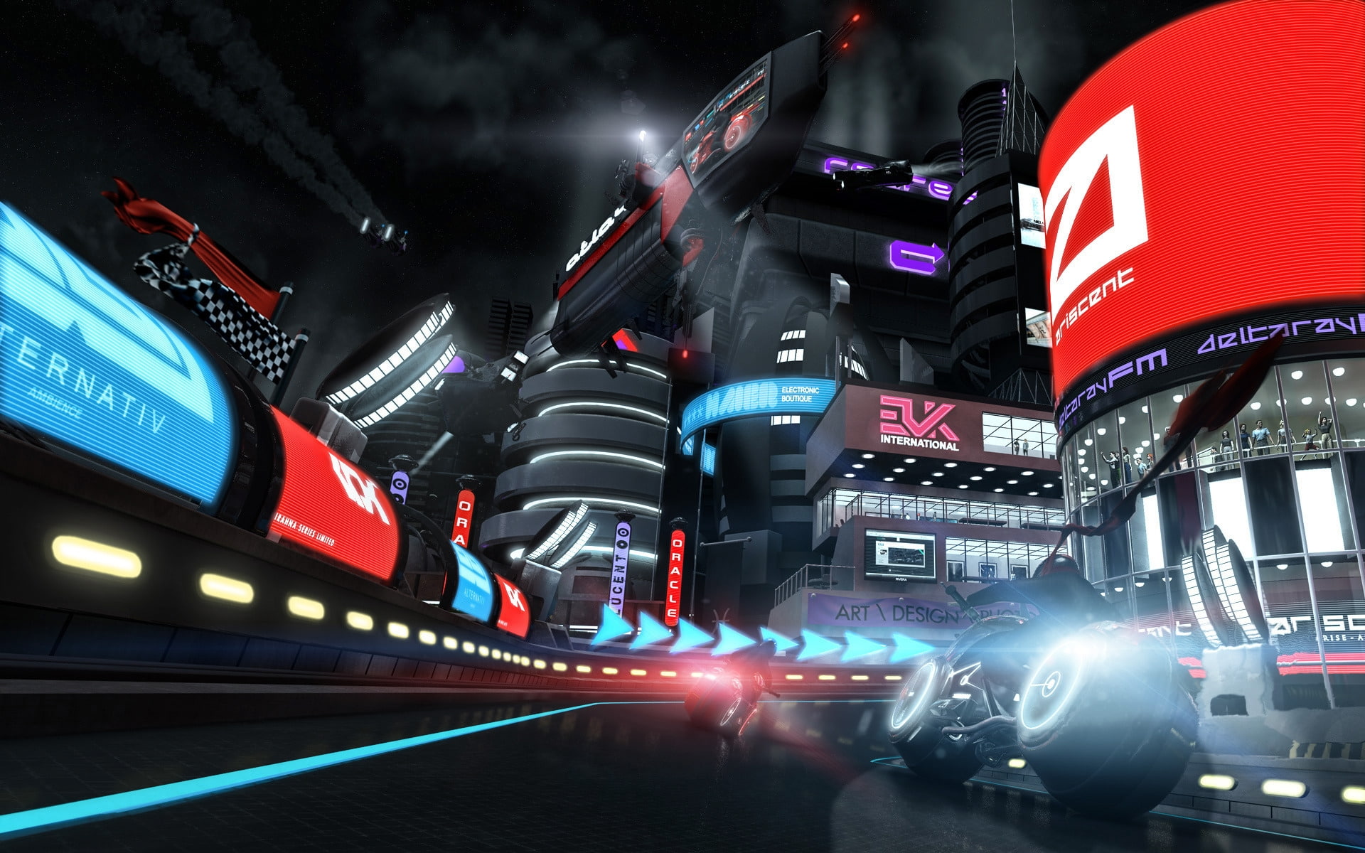3d, application, moto, 1080P, race, game, midnight, tron, run, HD Wallpaper