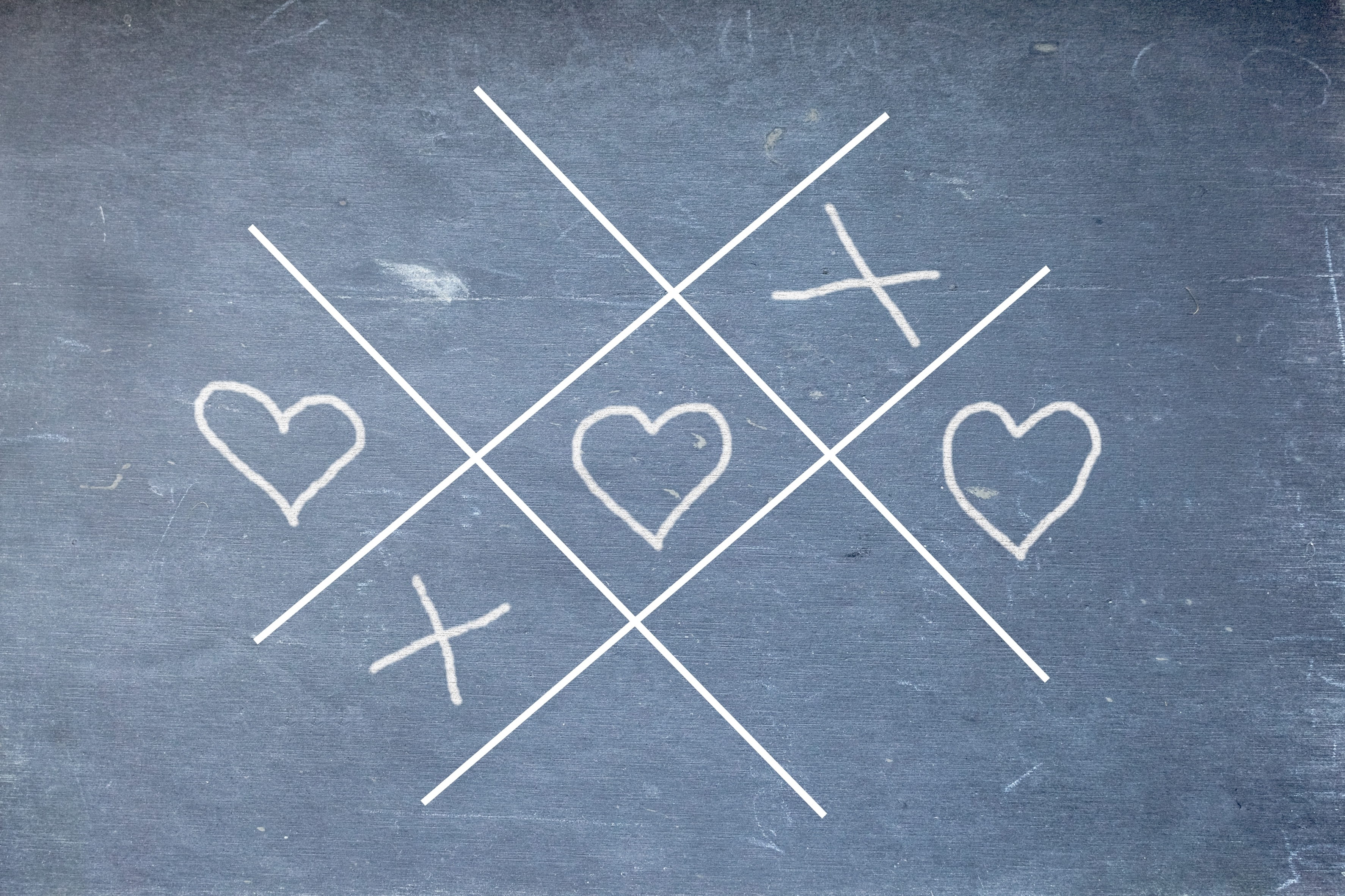 paint, romantic, emotion, 2K, black color, white color, win, plus sign, lose, number, love, crosses, choice, friendship, message, love symbol, board, affection, HD Wallpaper