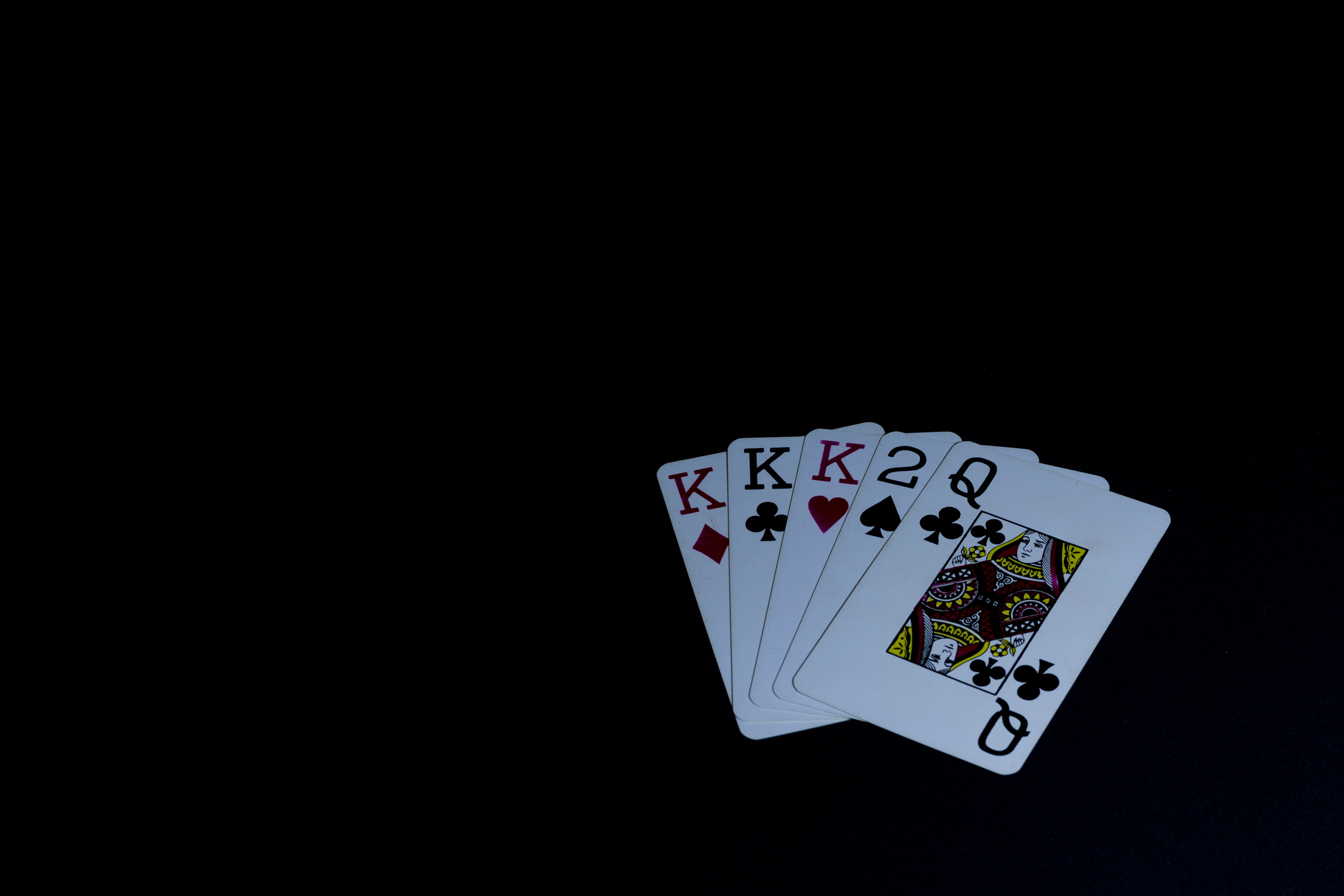 cards, playing, Card Game, arts culture and entertainment, close-up, Deck, studio shot, no people, Poker, Luck, five, 5K, casino, gambling, black background, HD Wallpaper