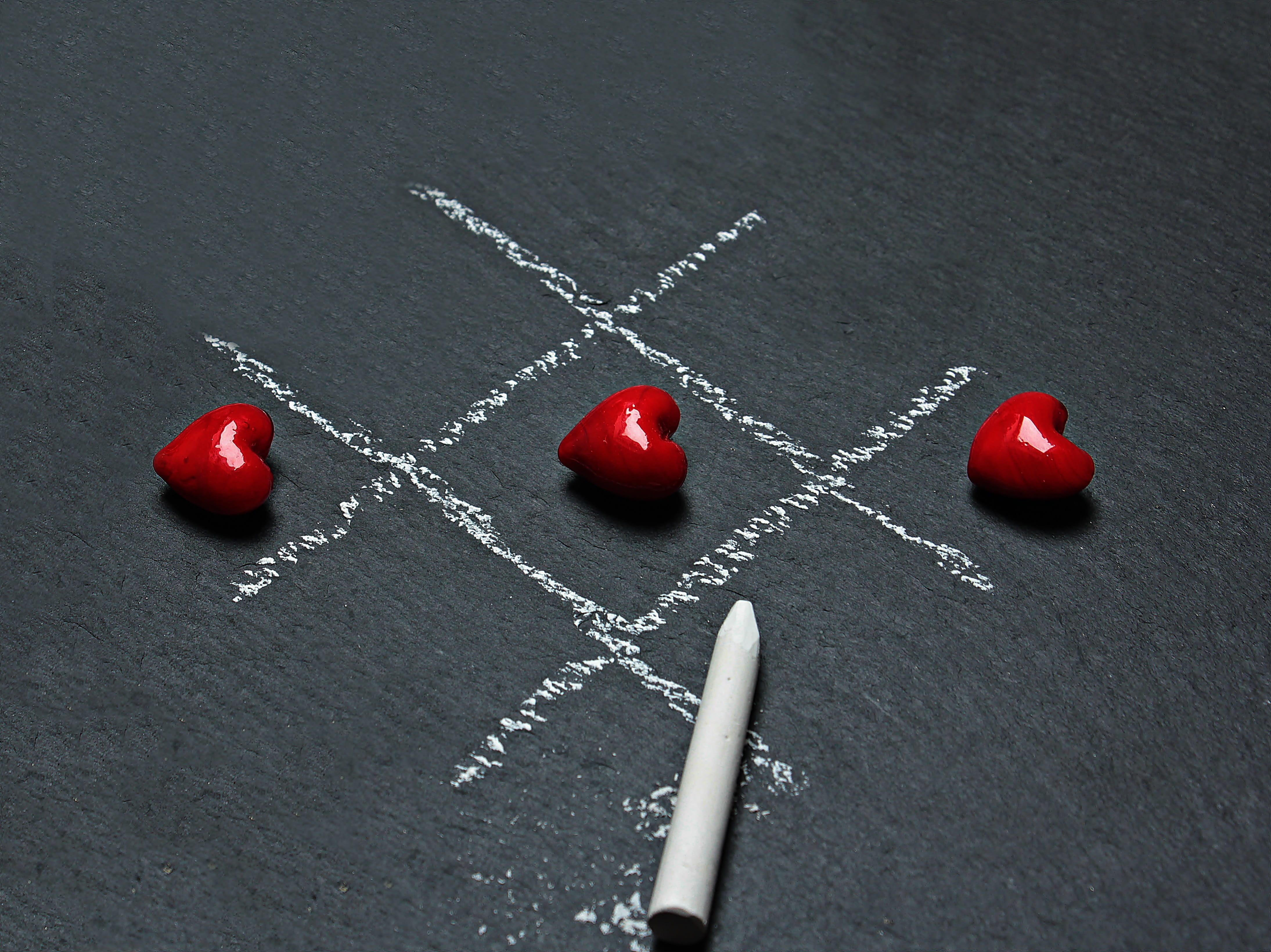 lined, three, directly above, blackboard, text, chalkboard, fruit, heart, strategy game, no people, shape, cherry, food, chalk, close-up, symbol, studio shot, HD Wallpaper