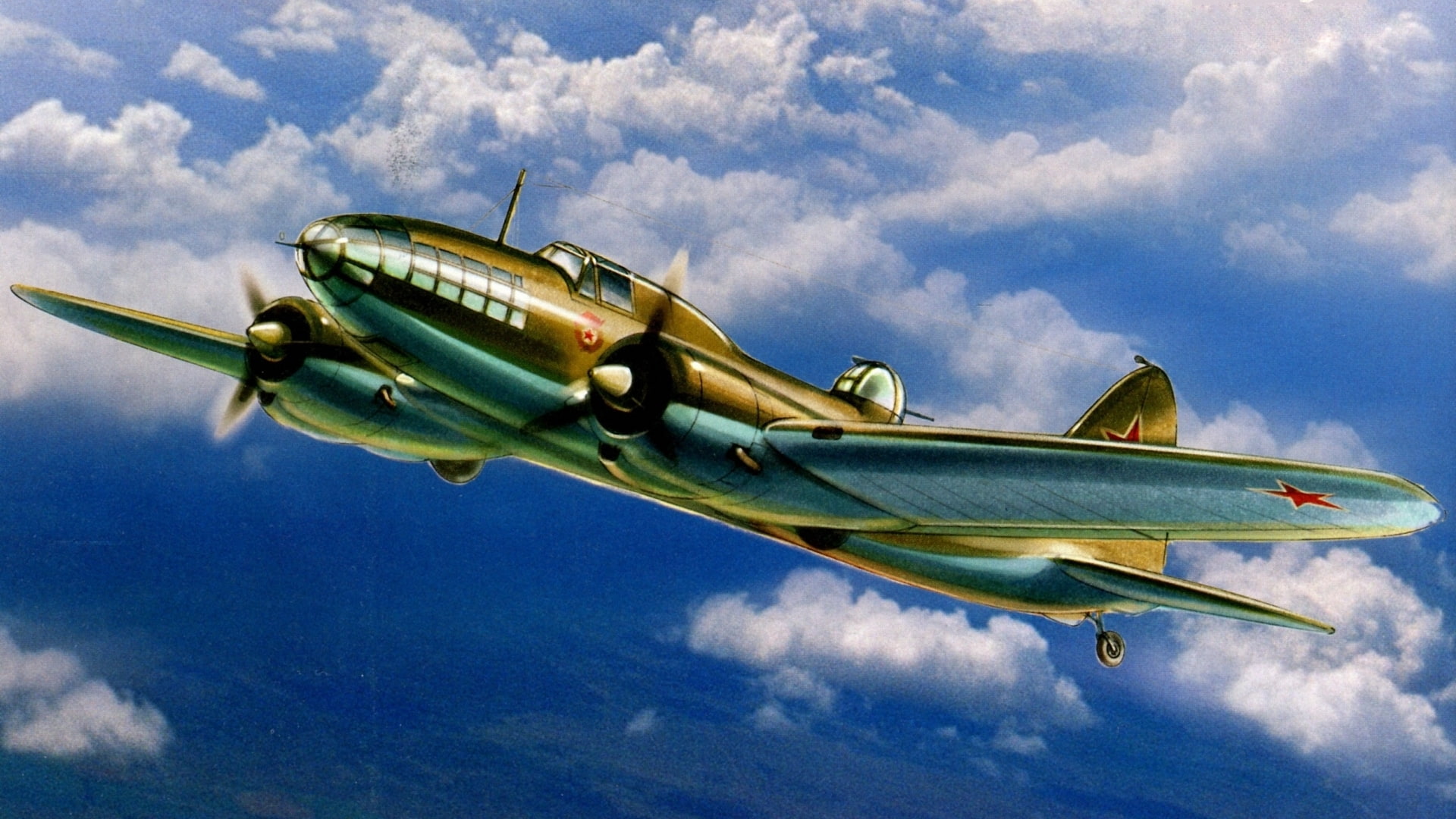 Soviet, far, the sky, 1080P, figure, bomber, The great Patriotic war, Il-4, art, twin-engine, HD Wallpaper