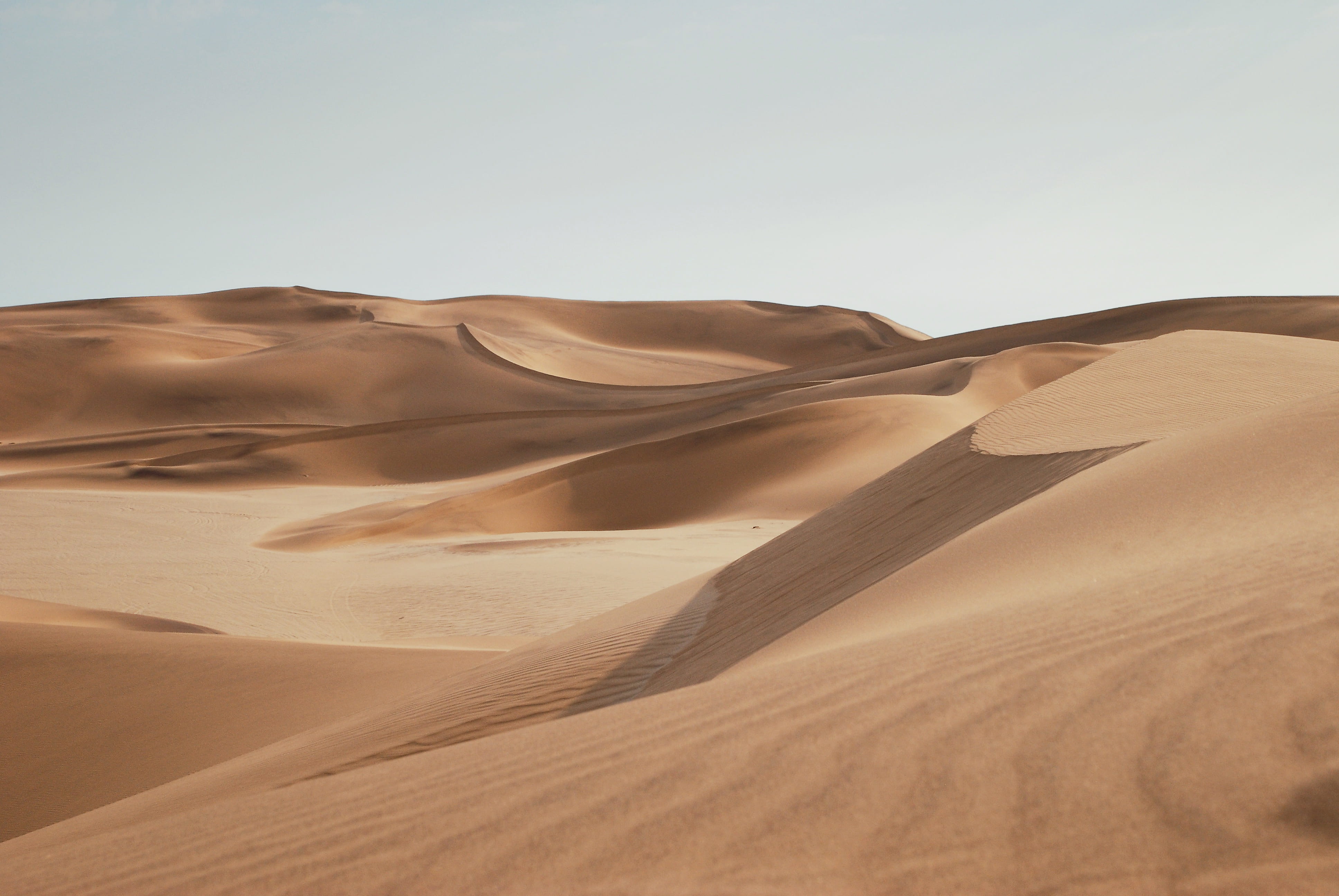clear, land, sand, clear sky, landscape, environment, heat - Temperature, tranquility, travel Locations, Desert, north Africa, egypt, wilderness Area, blue, HD Wallpaper