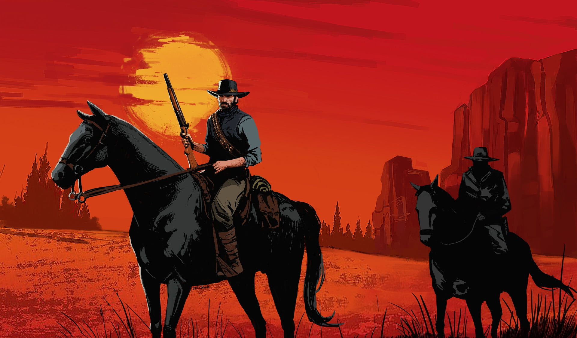 Esfandiar H.A, RDR, Red Dead Redemption 2, Cowboy, Concept Art, Game Art, Western, by Esfandiar H.A, Esfandiar, The game, by Esfandiar, 1080P, Red Dead Redemption 2 - Fan art, HD Wallpaper