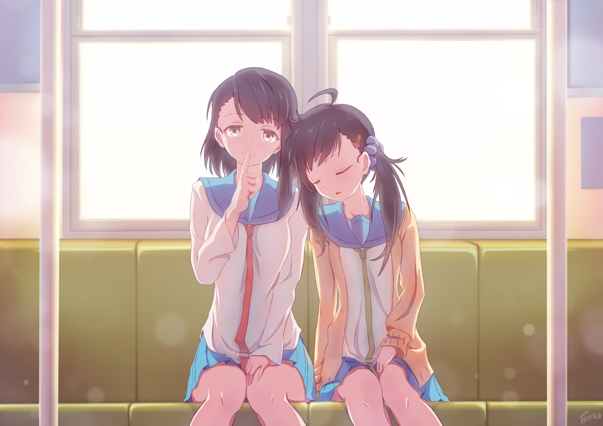 Nisekoi, pink color, lifestyles, indoors, teenager, window, adult, real people, females, people, three quarter length, women, togetherness, sunlight, girls, HD Wallpaper