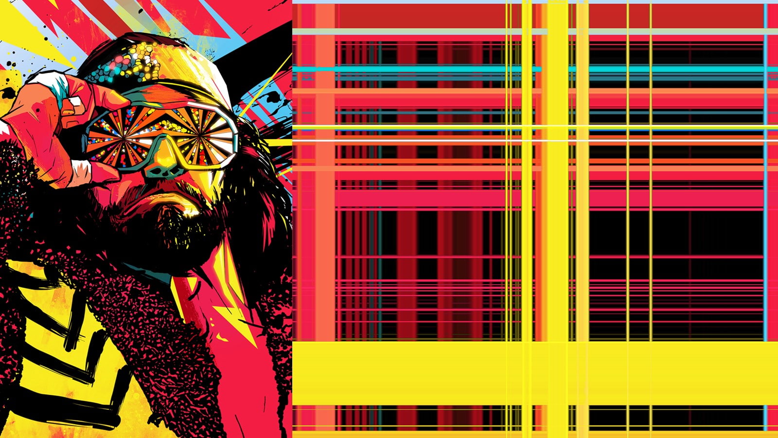 communication, randy macho man savage, representation, city, no people, red, building, 720P, outdoors, human representation, architecture, day, yellow, HD Wallpaper